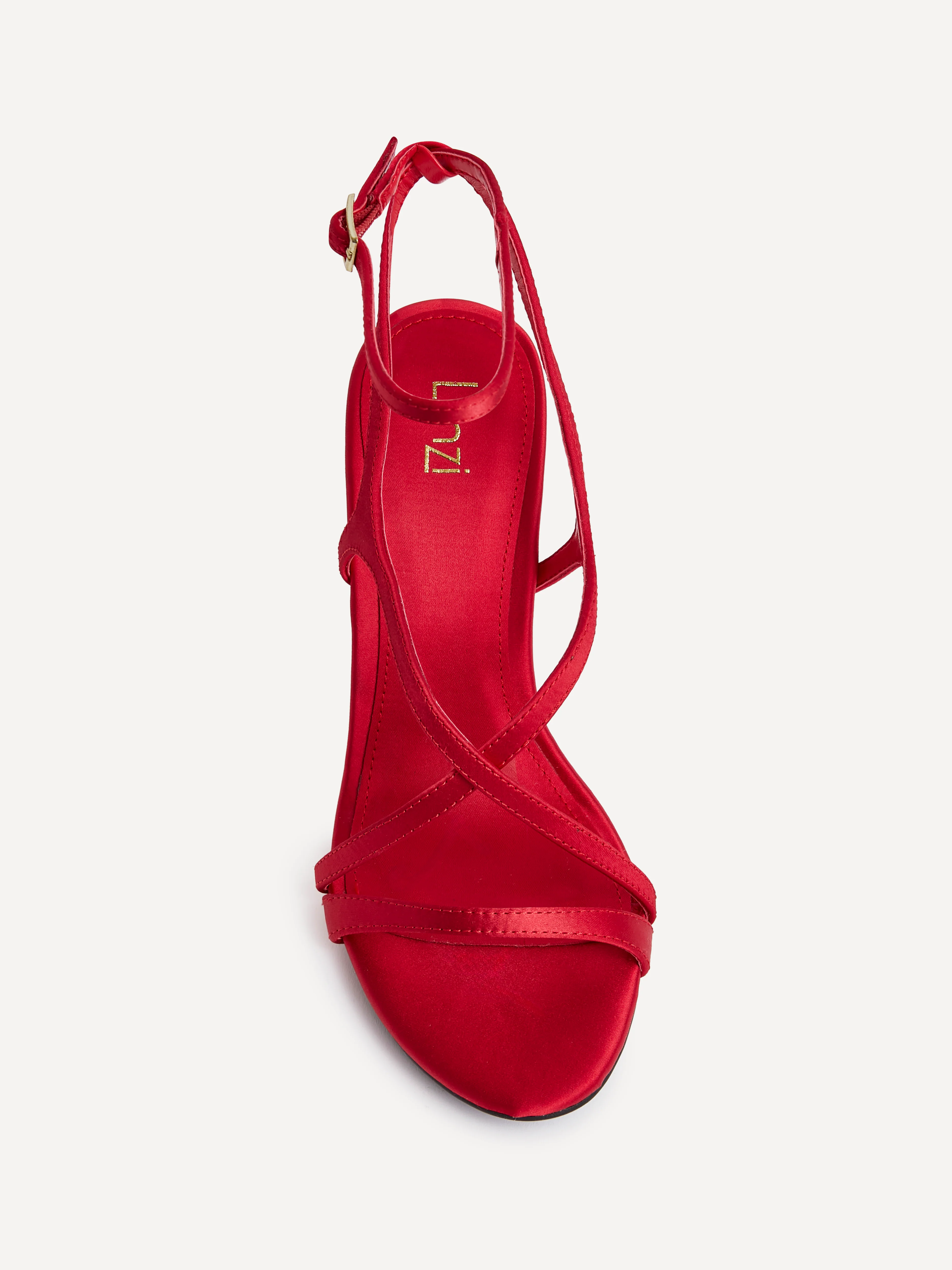 Taliya Red Satin Strappy Stiletto Heels - Image 4
