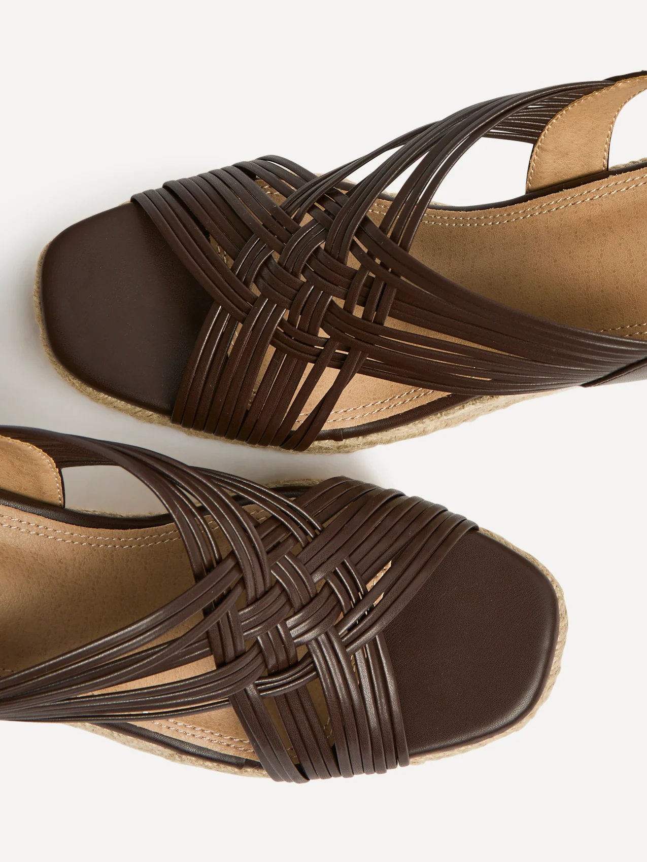 Tamed Brown Woven Espadrille Wedges - Image 5