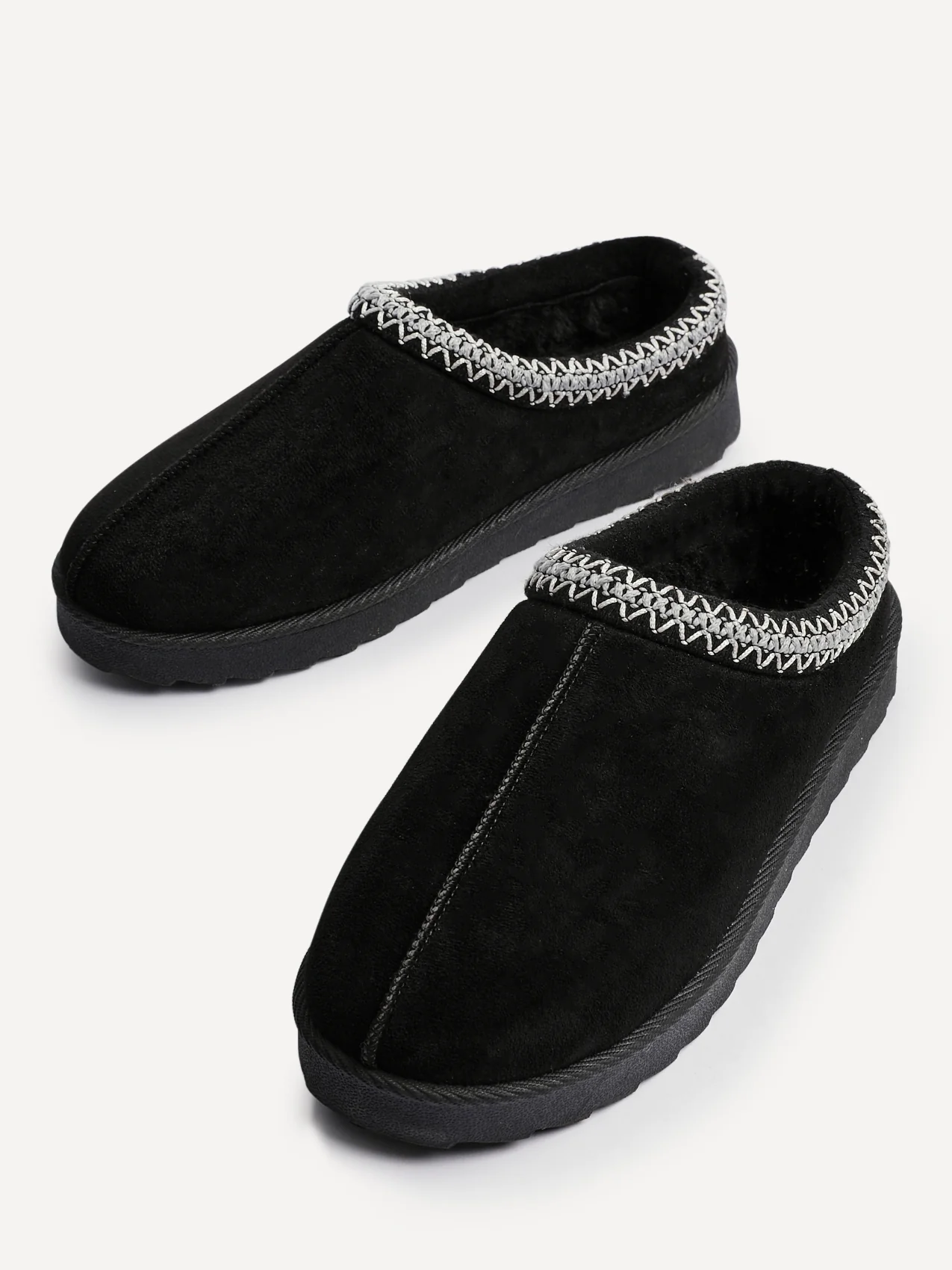 Tammy Black Faux Suede Slippers - Image 5