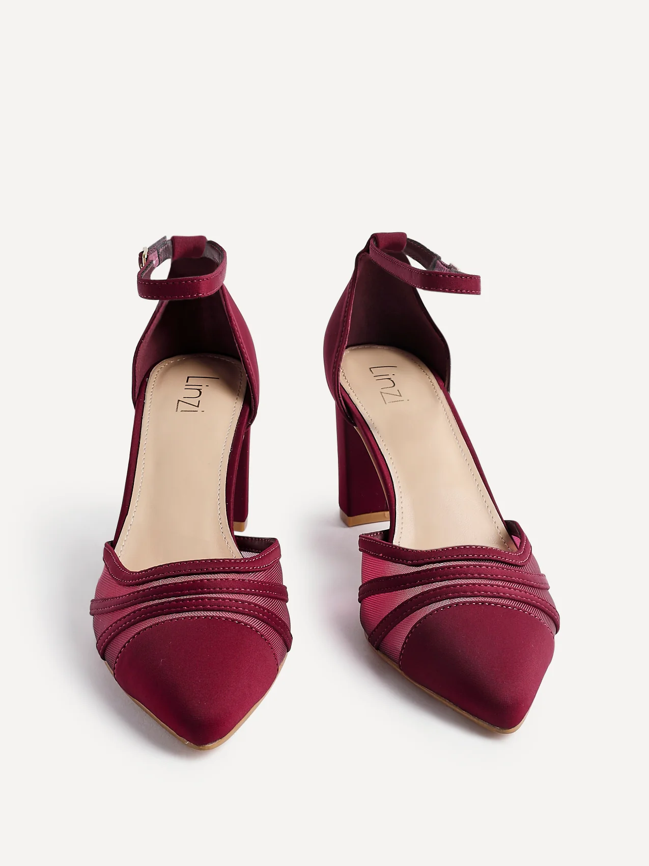 Tasha Burgundy Scuba Mesh Court Heels - Image 3