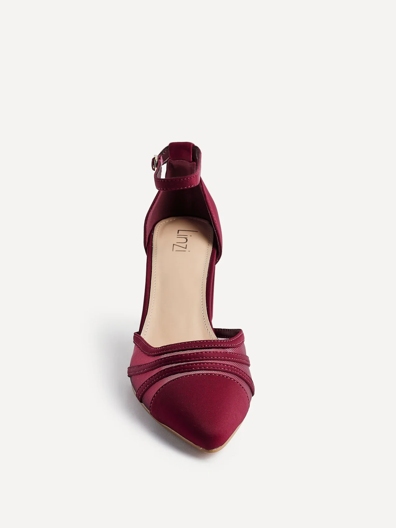 Tasha Burgundy Scuba Mesh Court Heels - Image 4