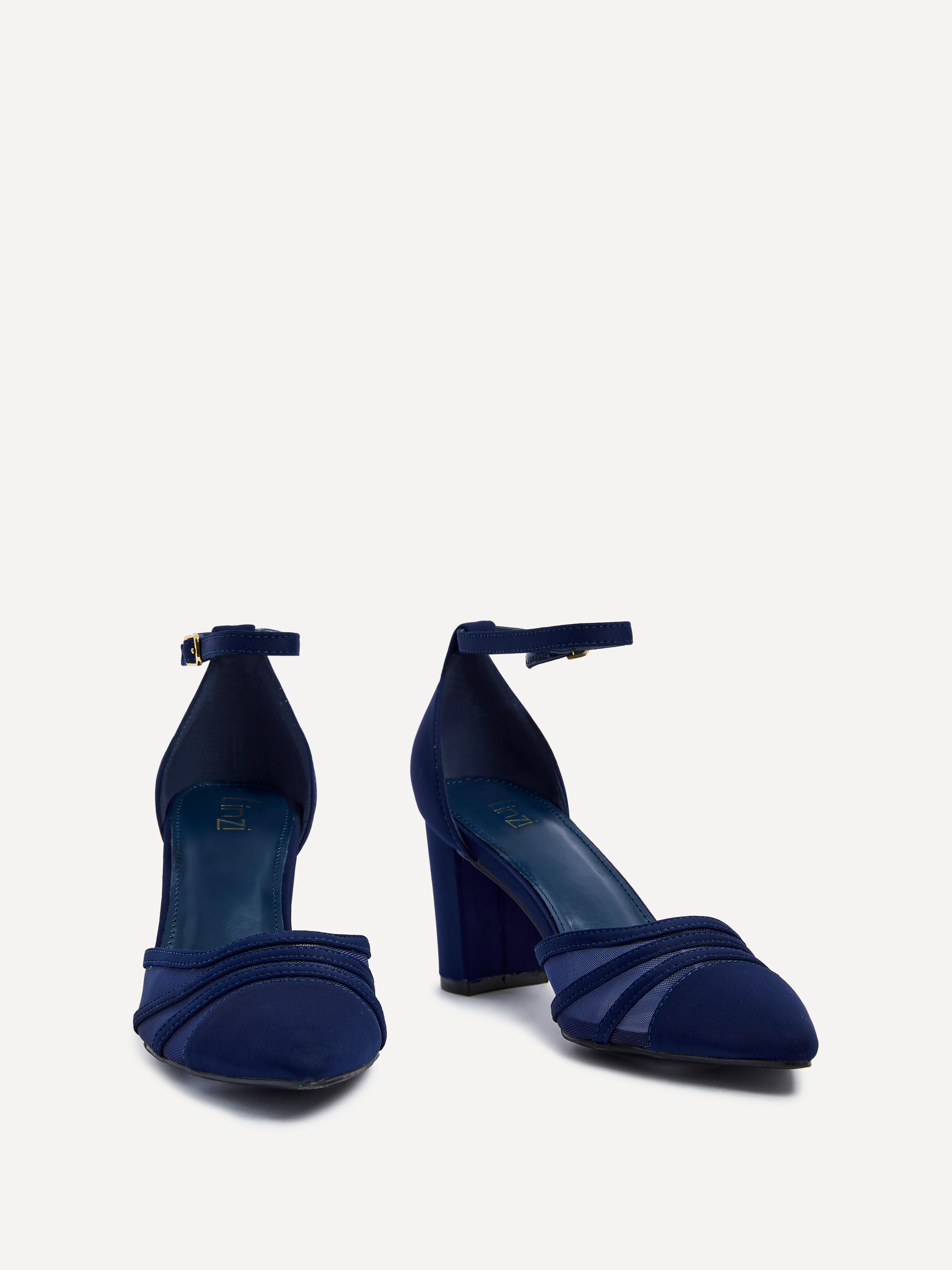 Tasha Navy Scuba Mesh Court Heels - Image 3