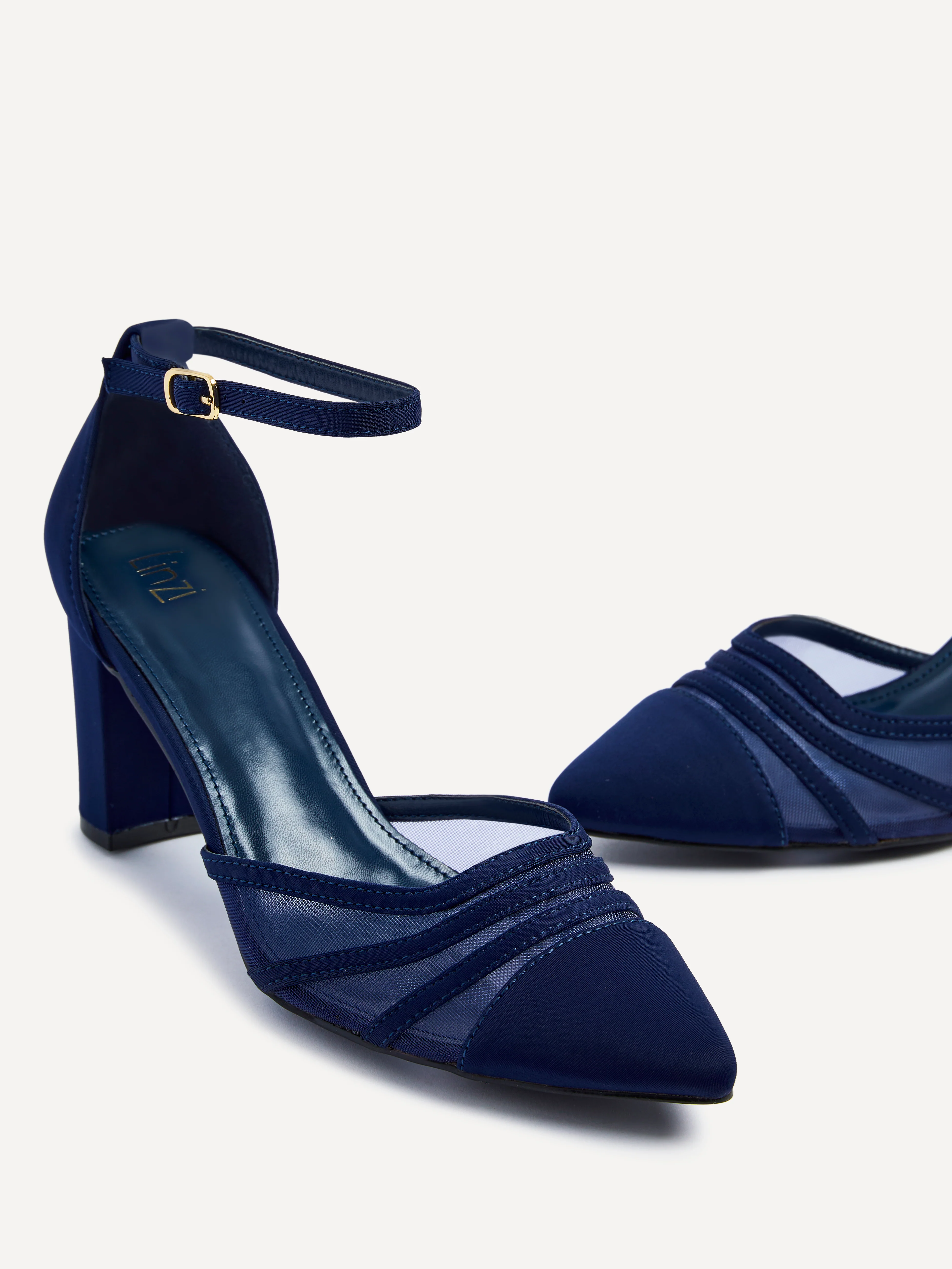 Tasha Navy Scuba Mesh Court Heels - Image 4