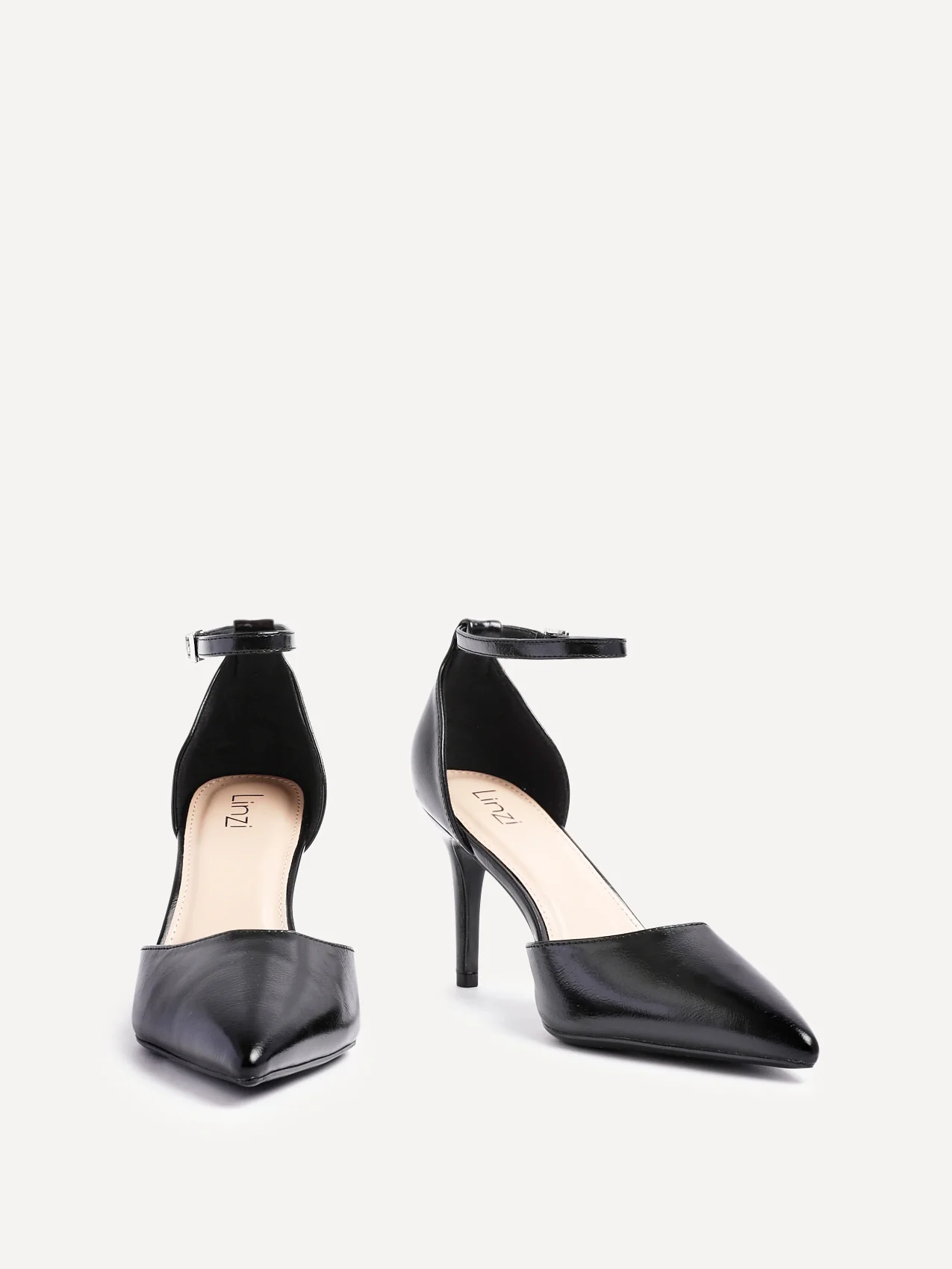 Thea Black Faux Leather Stiletto Court Heels - Image 3