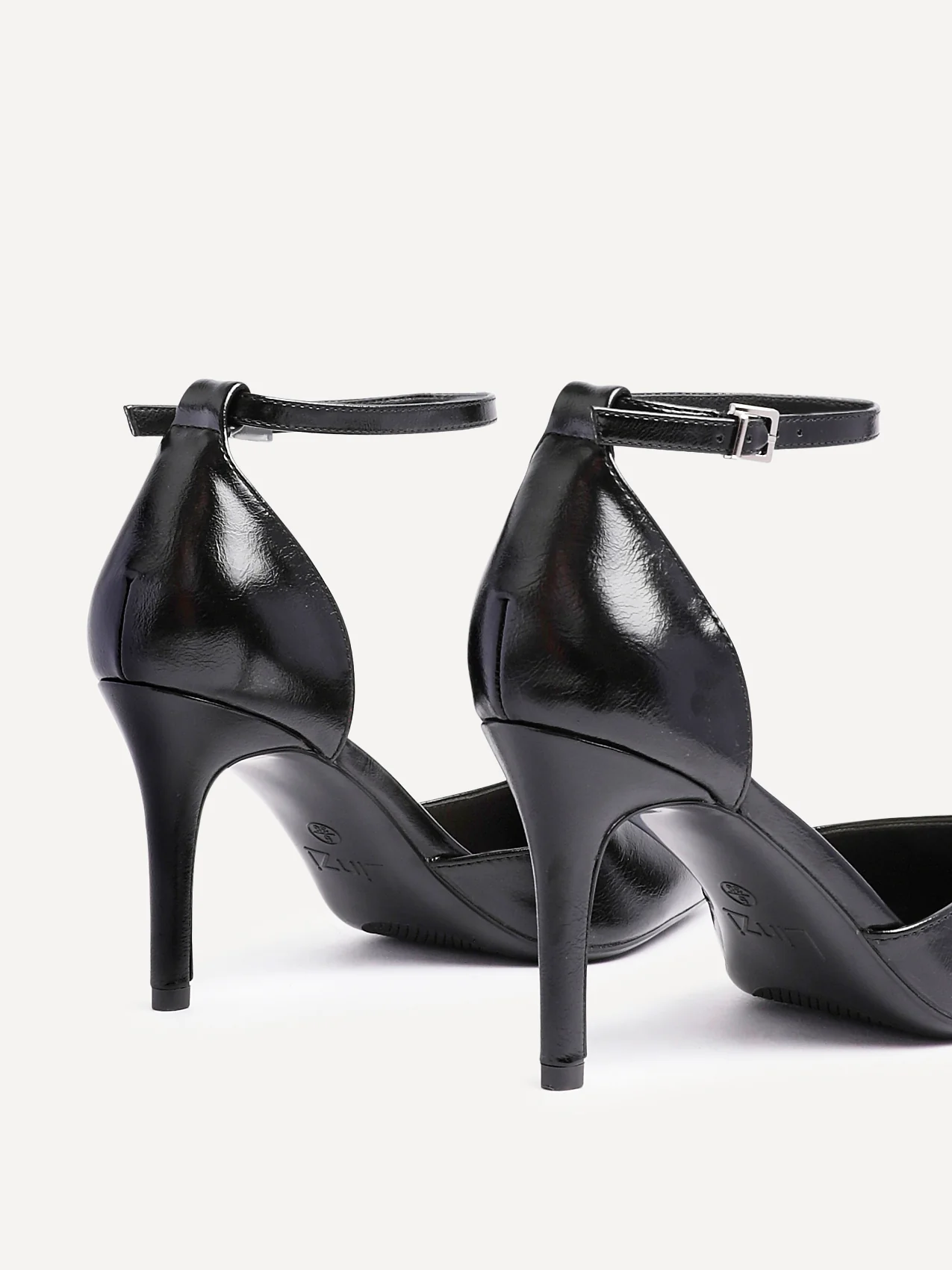 Thea Black Faux Leather Stiletto Court Heels - Image 5