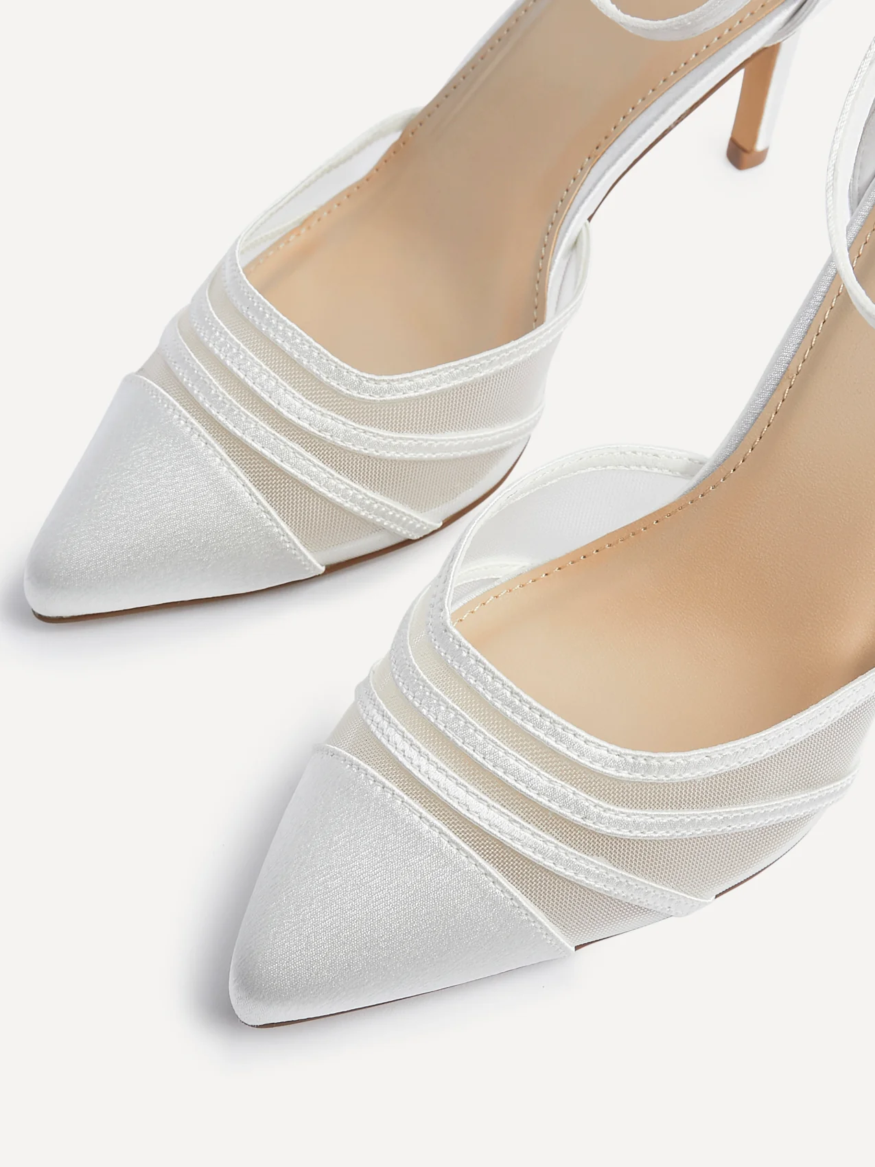 Tianey Wide Fit Bridal Ivory Mesh Court Heels - Image 4