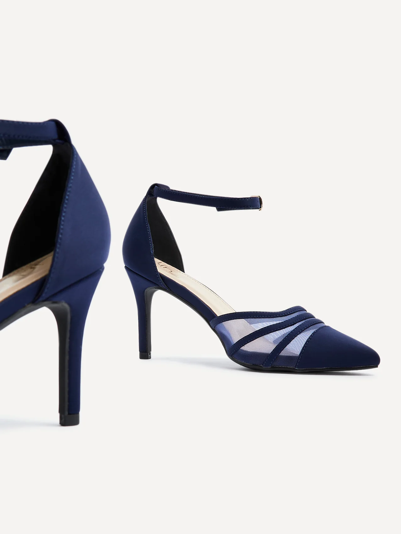 Tianey Wide Fit Navy Scuba Mesh Court Heels - Image 4