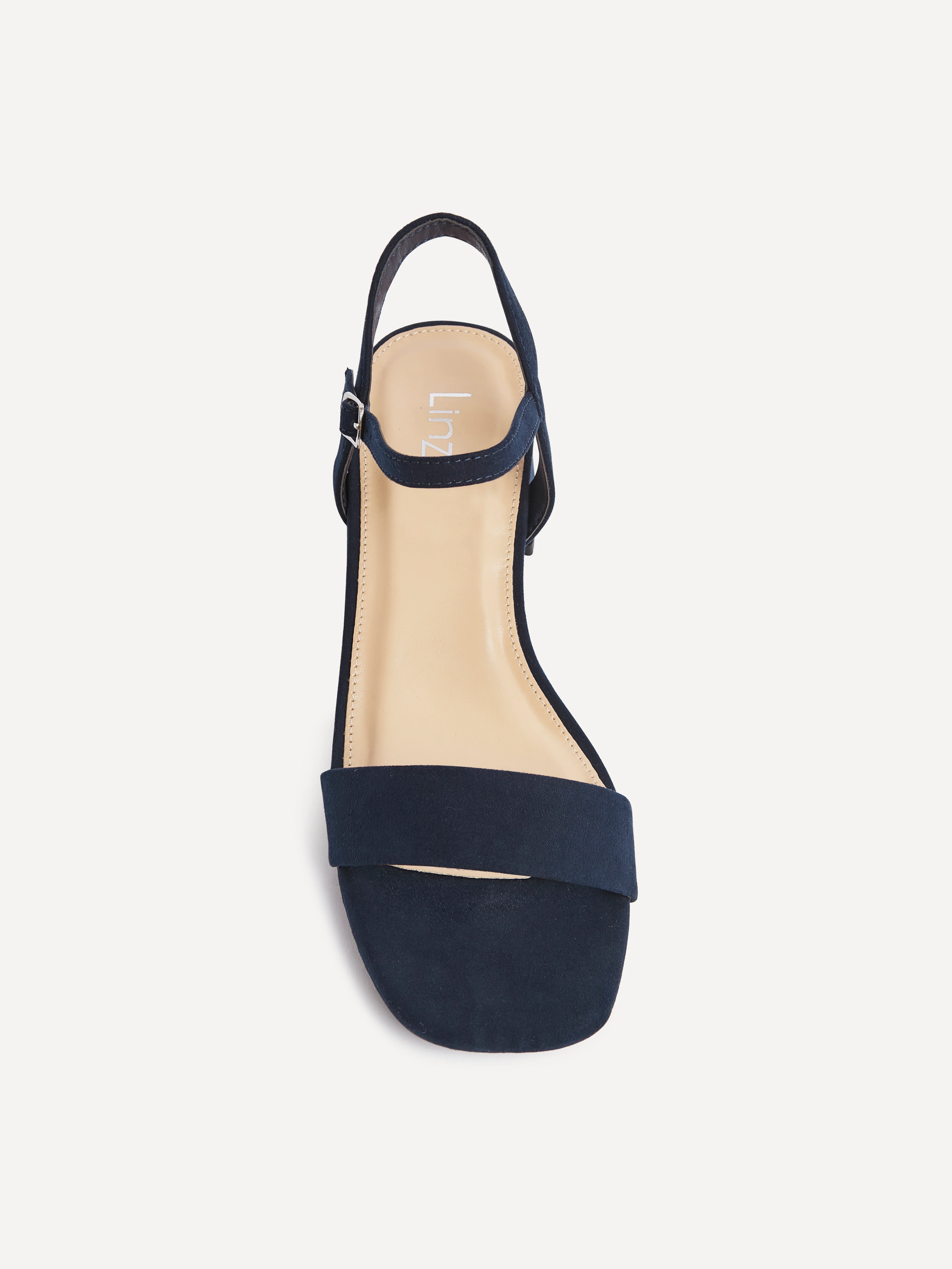 Tillie Navy Faux Suede Low Heels - Image 4