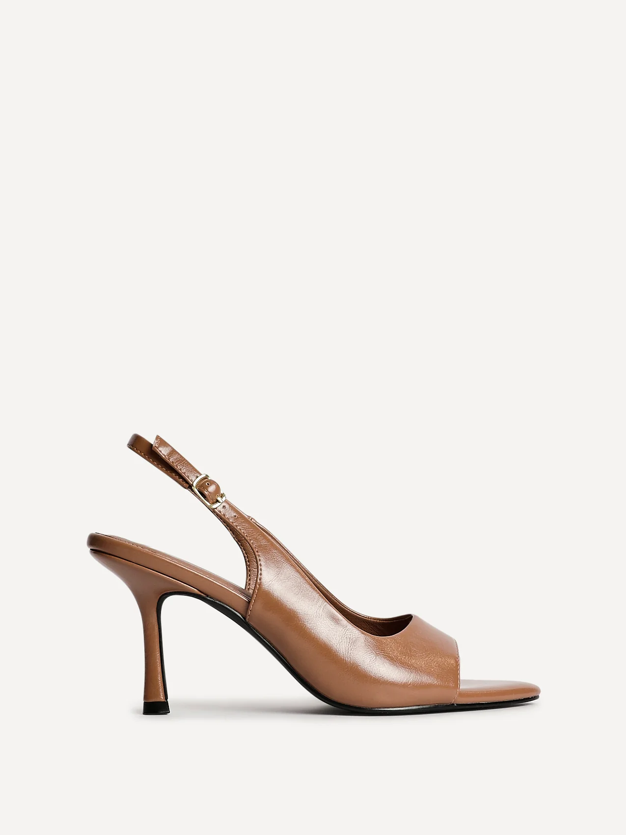 Tokyo Camel Faux Leather Peep Toe Heels - Image 2