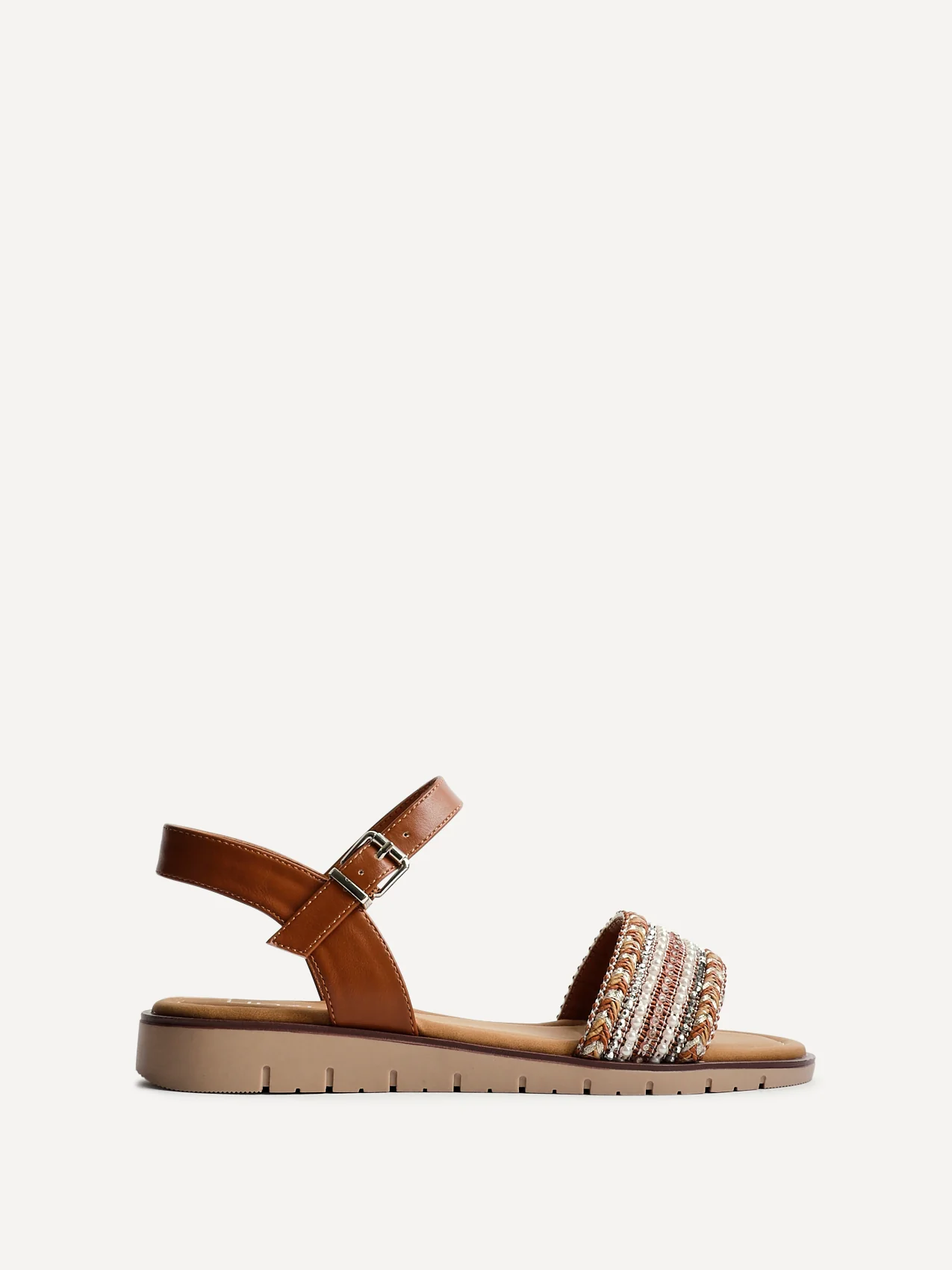 Topaz Wide Fit Tan Flat Sandals - Image 2