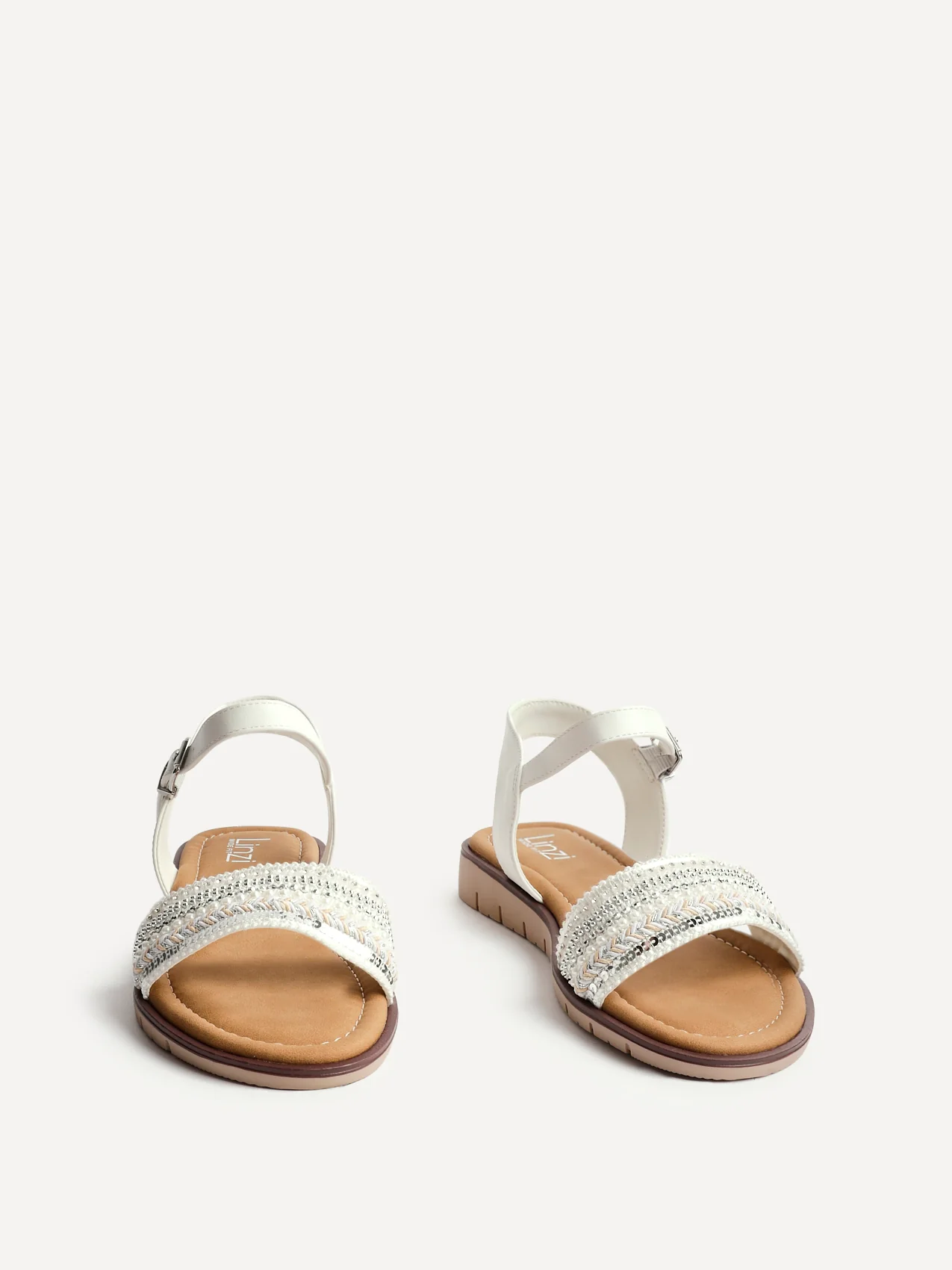 Topaz Wide Fit White Flat Sandals - Image 3