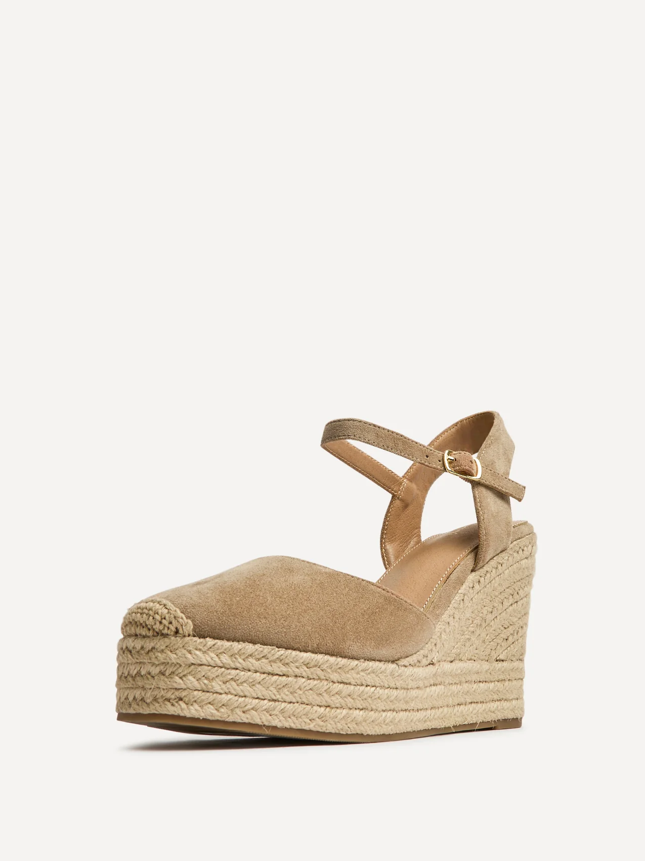 True Taupe Faux Suede Espadrille Wedges - Image 5