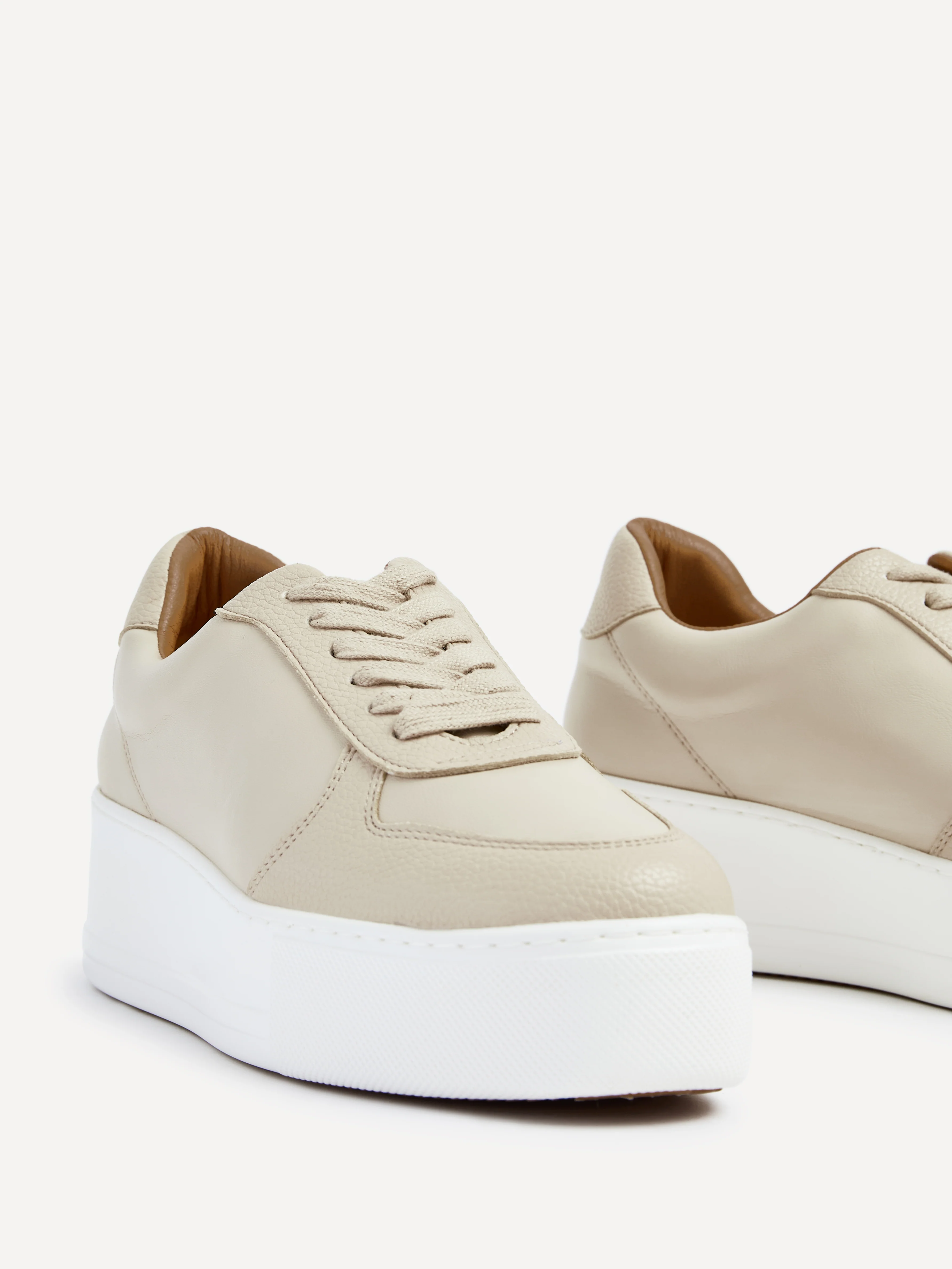 Twiggy Nude Faux Leather Trainers - Image 3