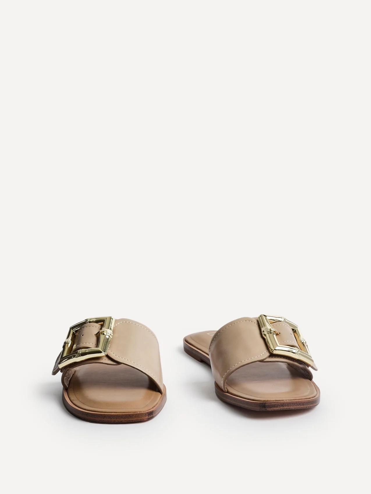 Tyla Taupe Flat Slider Sandals - Image 3