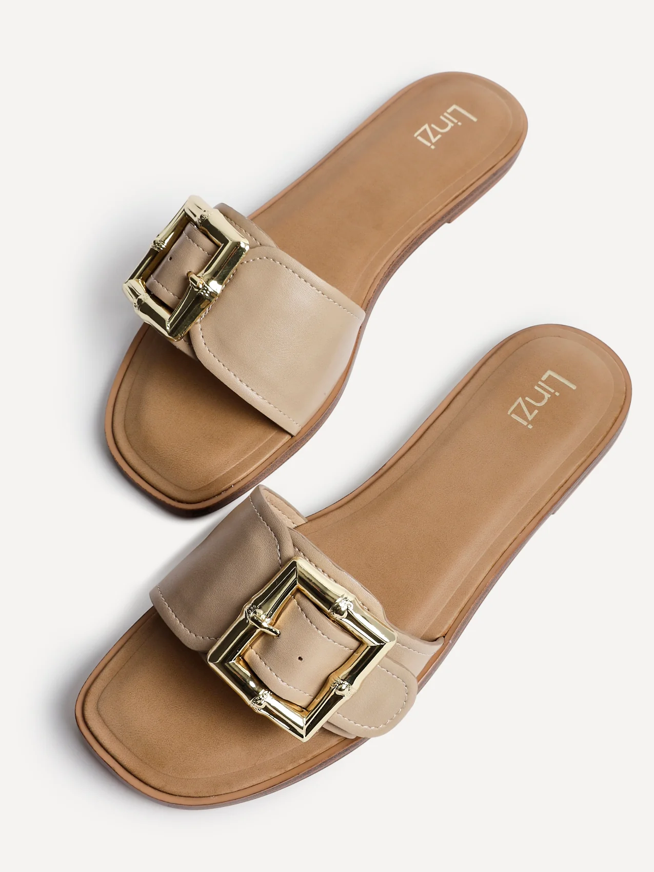 Tyla Taupe Flat Slider Sandals - Image 4