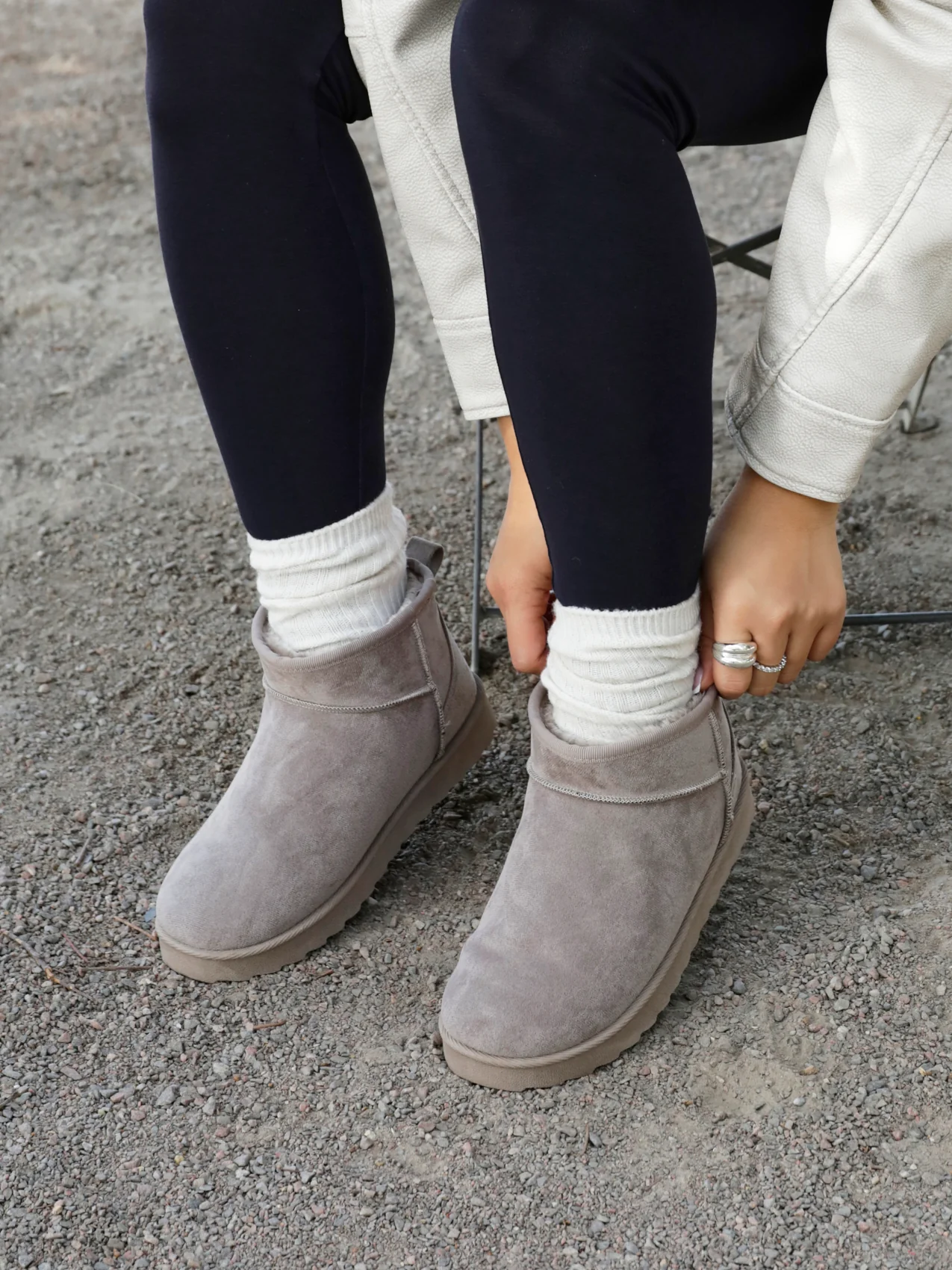 Ultra Mini Addy Ash Grey Fur Ankle Boots - Image 5