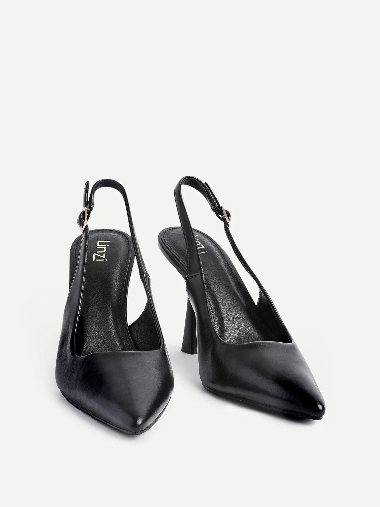 Una Black Lycra Sling Back Court Heels - Image 3