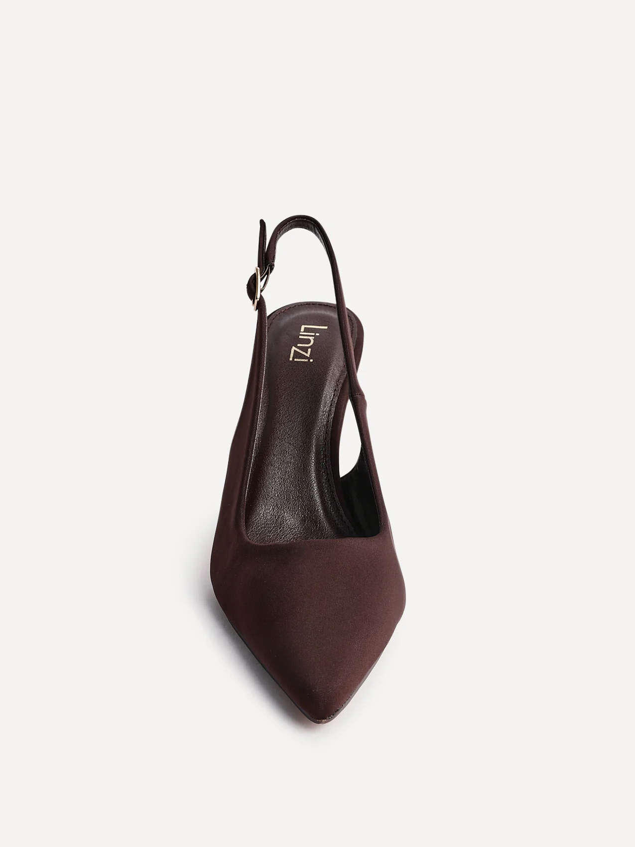 Una Brown Lycra Sling Back Court Heels - Image 4