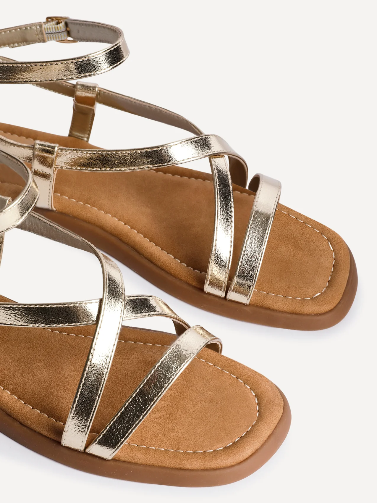 Valor Gold Strappy Flat Sandals - Image 4