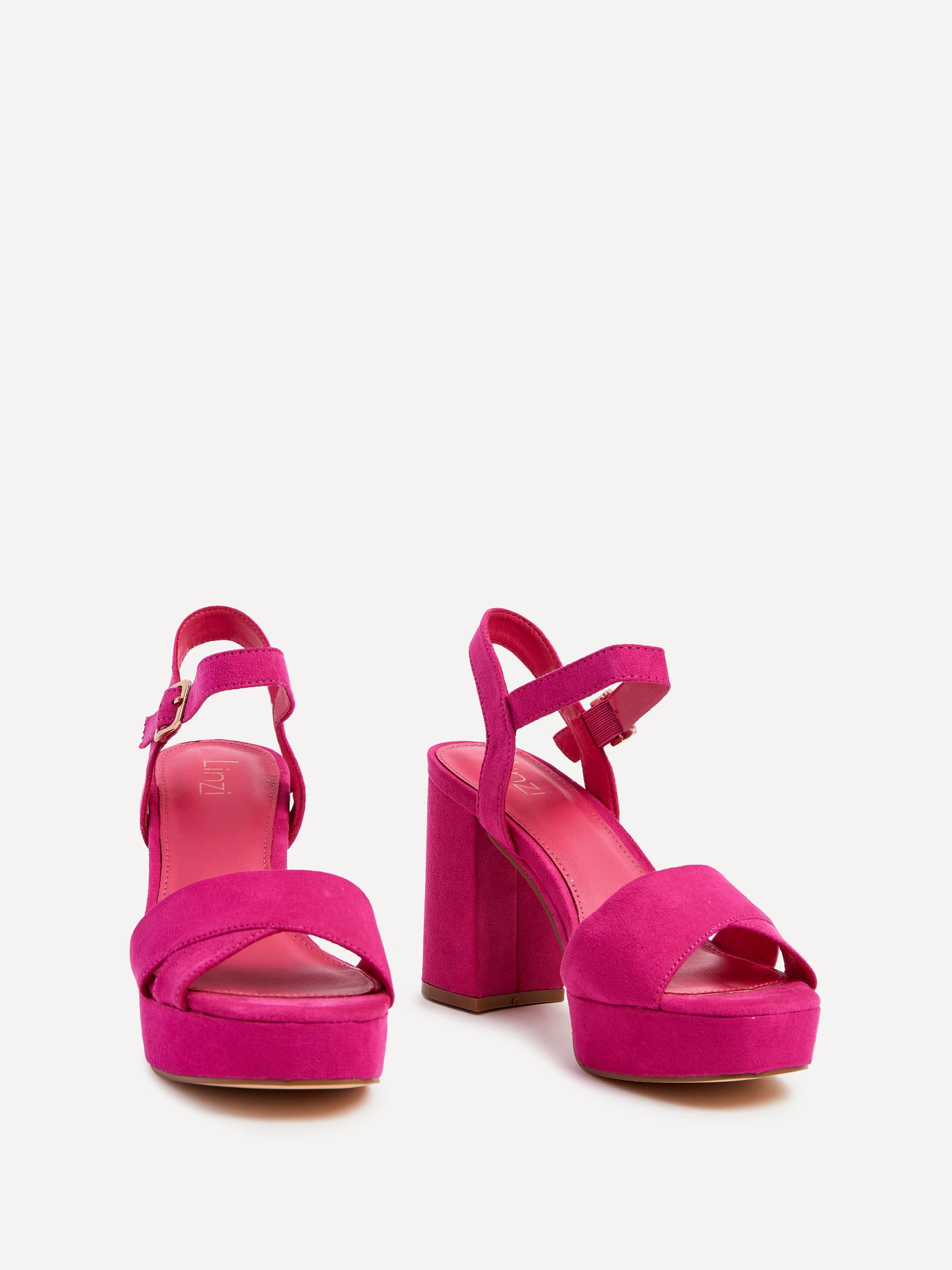 Verony Fuchsia Suede Platform Block Heels - Image 3