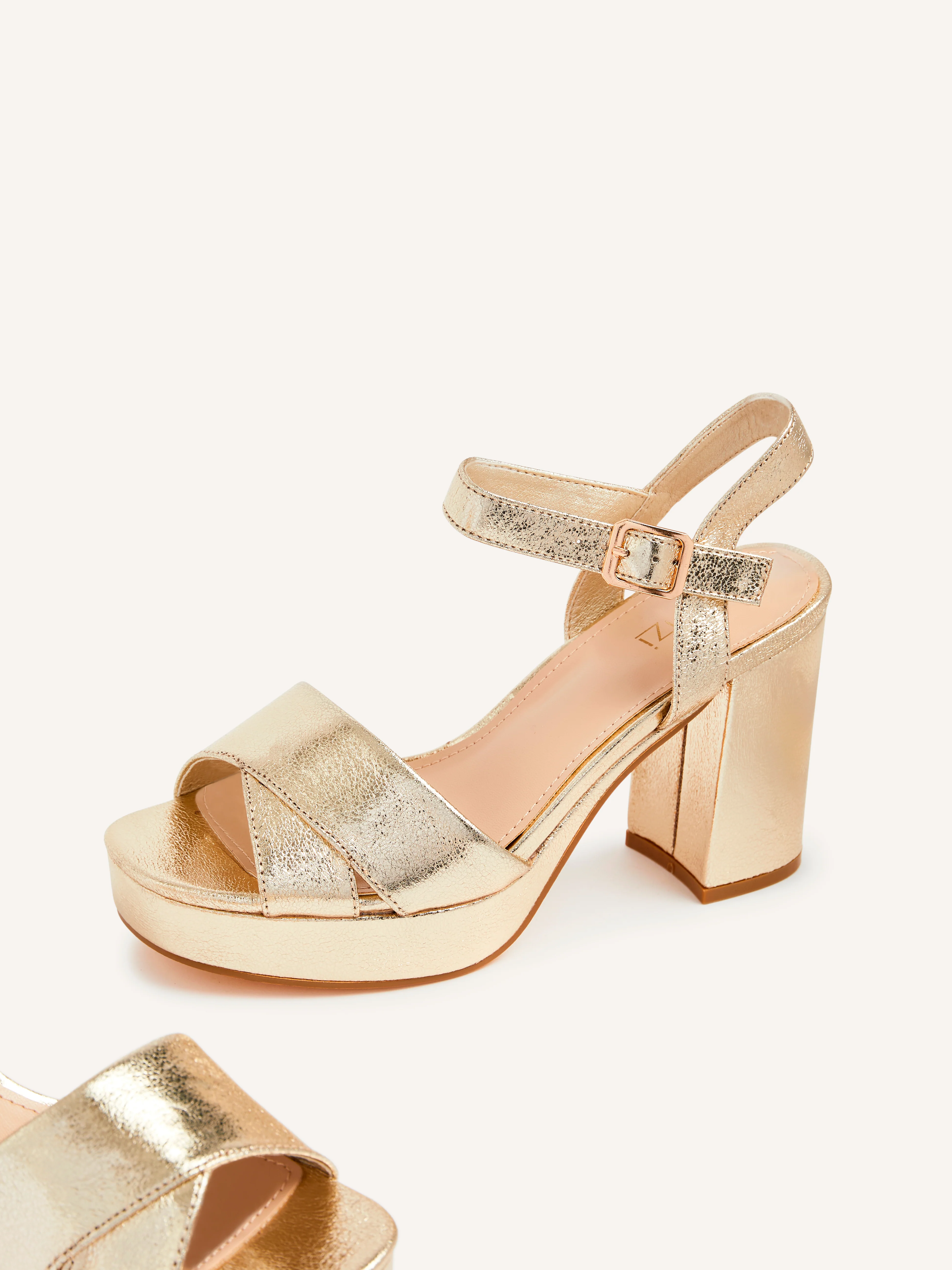 Verony Gold Platform Block Heels - Image 4