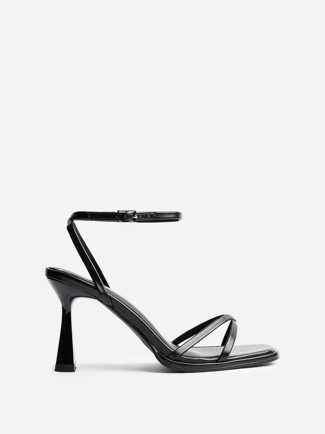 Verve Black Faux Leather Crossover Stiletto Heel - Image 2
