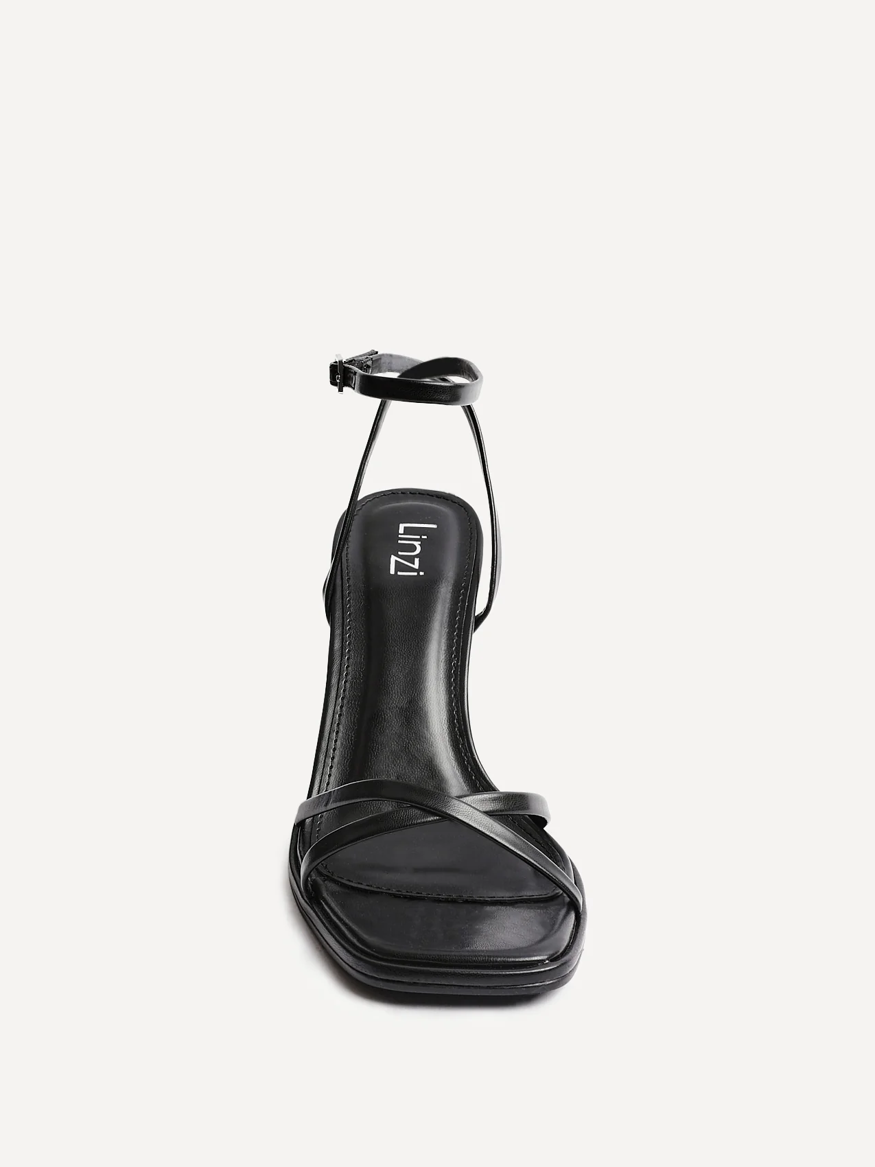 Verve Black Faux Leather Crossover Stiletto Heel - Image 3