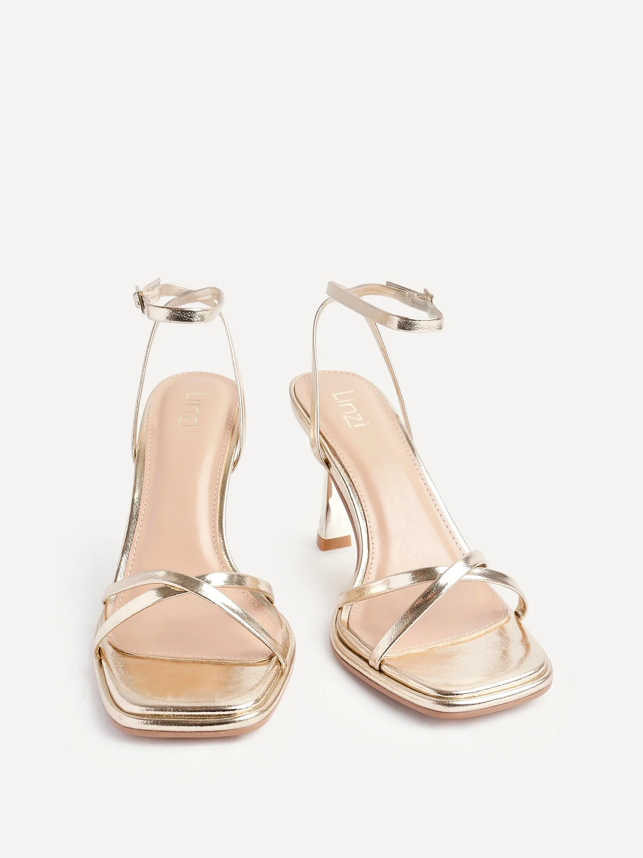Verve Gold Faux Leather Crossover Stiletto Heel - Image 3