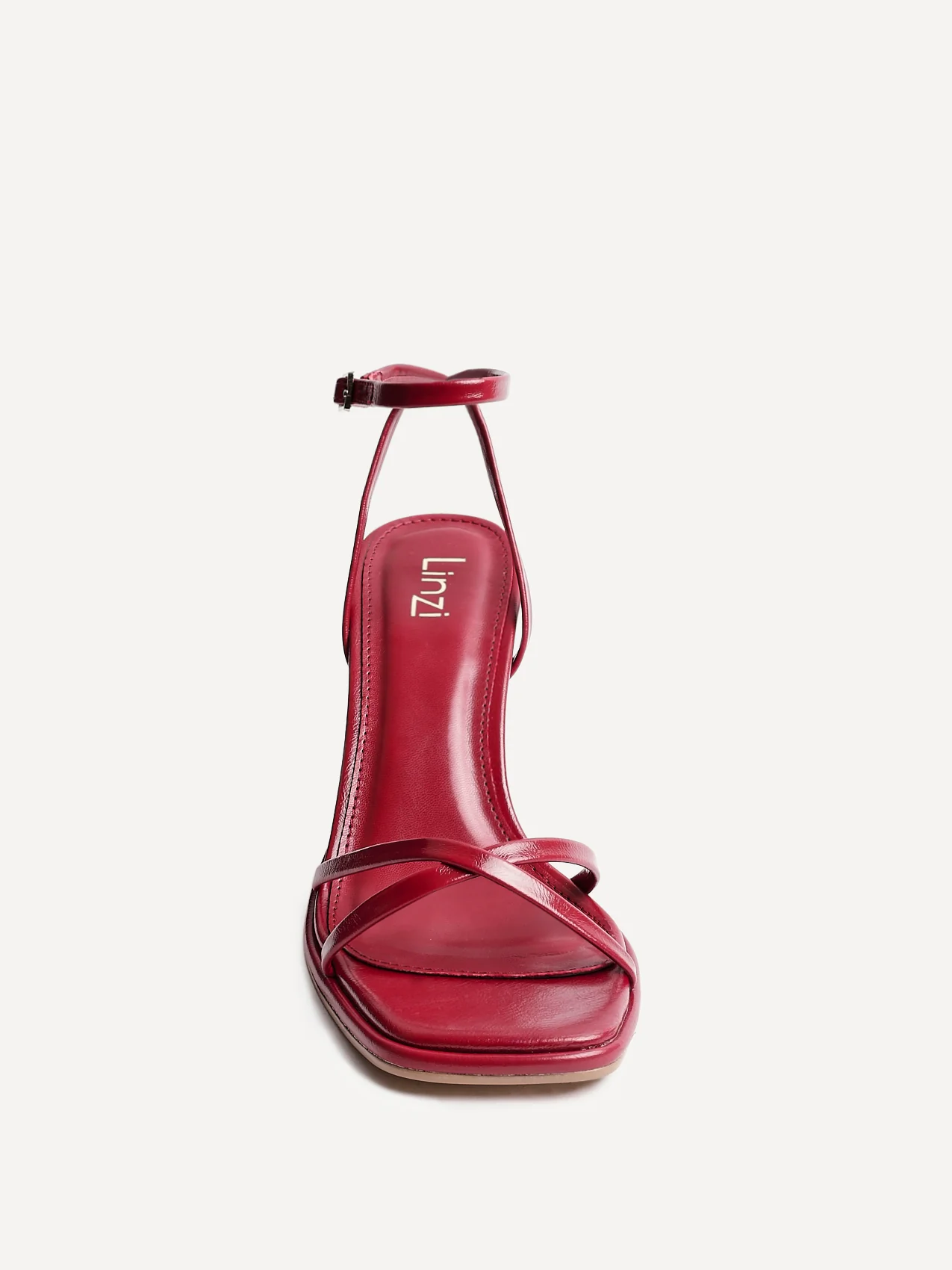 Verve Red Faux Leather Crossover Stiletto Heel - Image 4