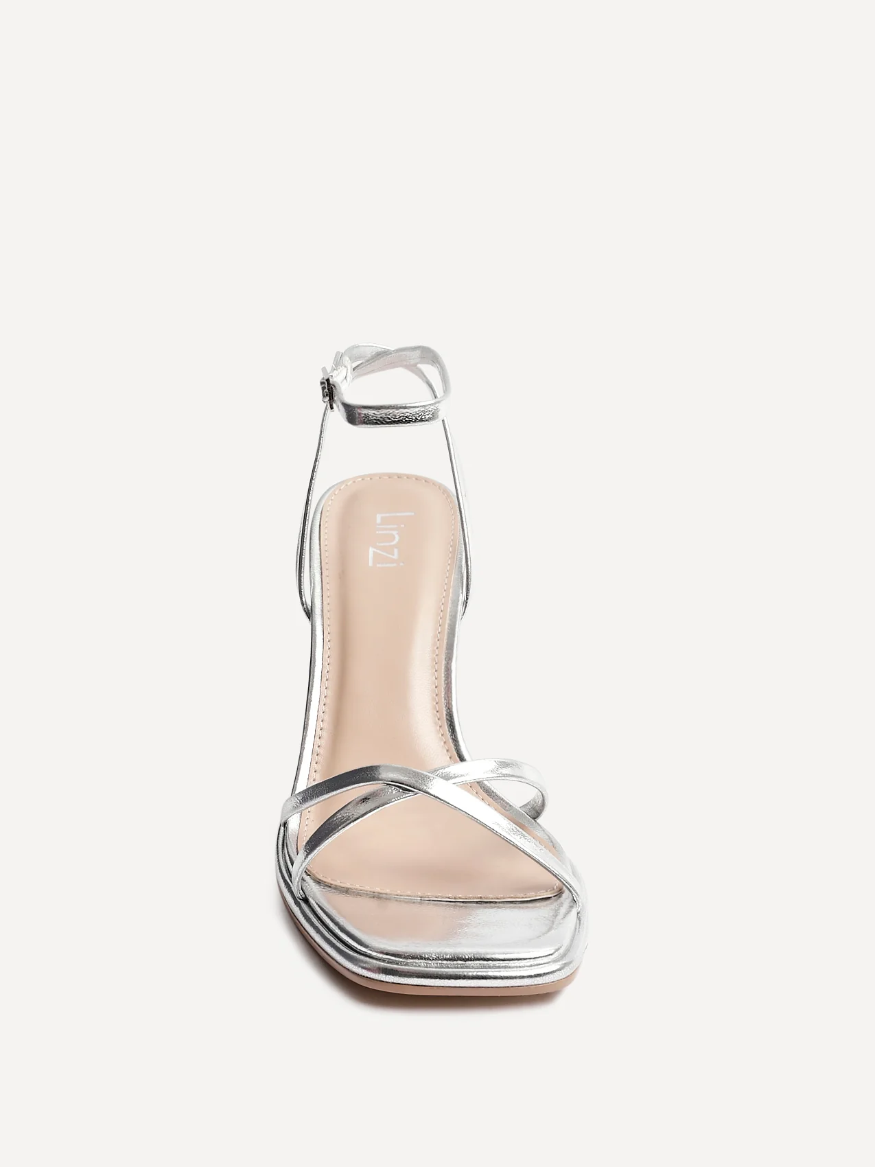 Verve Silver Faux Leather Crossover Stiletto Heel - Image 4