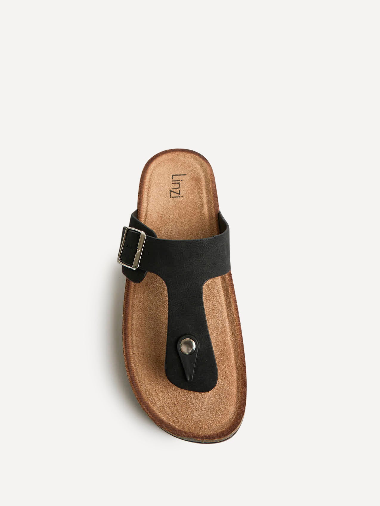 View Black Soft Footbed Flat Sandals - Image 4