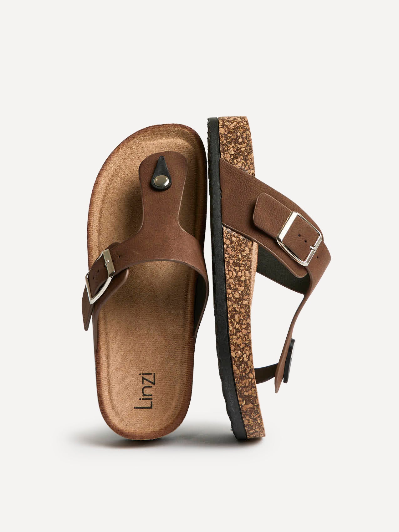 View Brown Soft Footbed Flat Sandals - Image 5