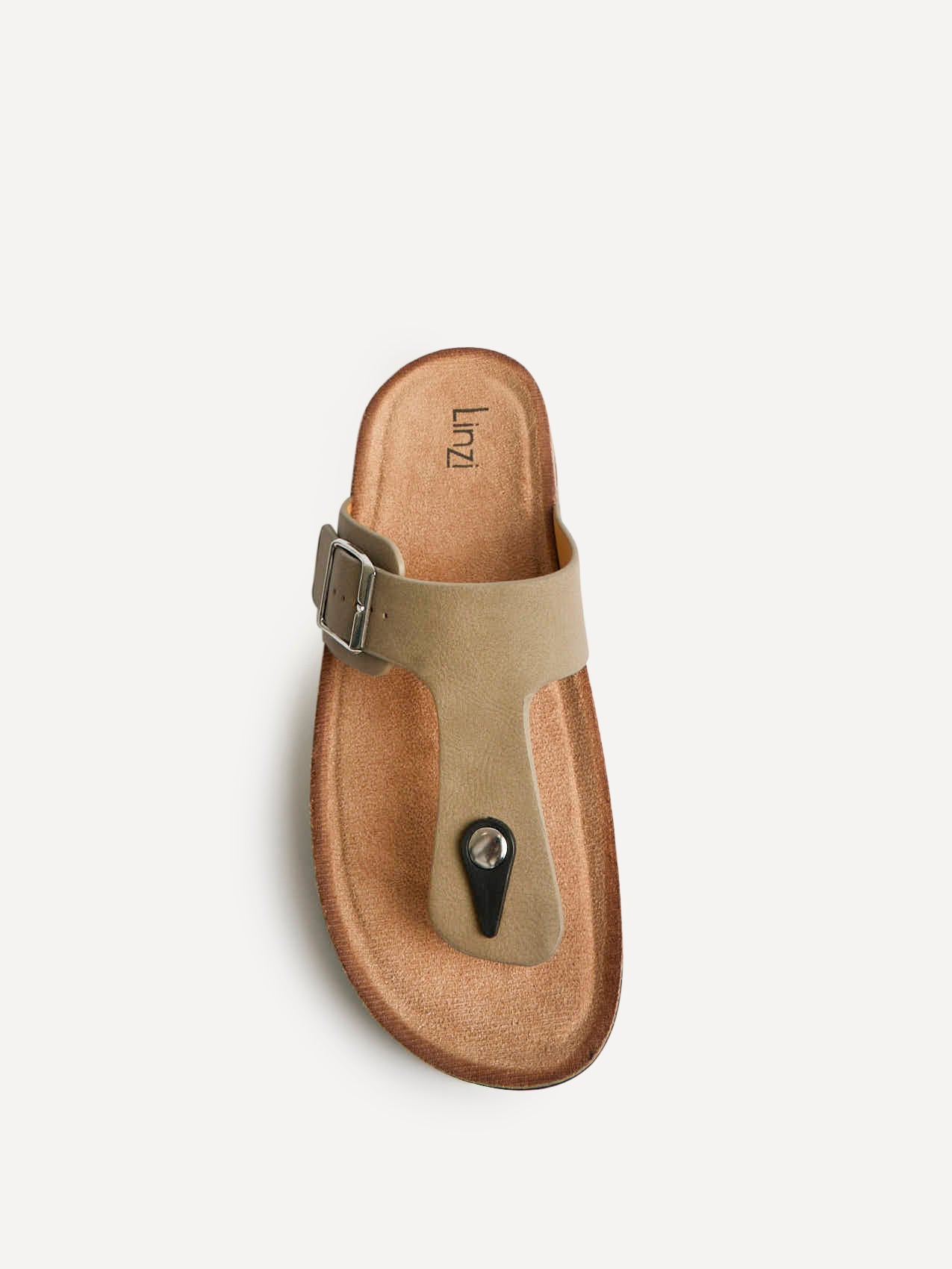 View Taupe Soft Footbed Flat Sandals - Image 4