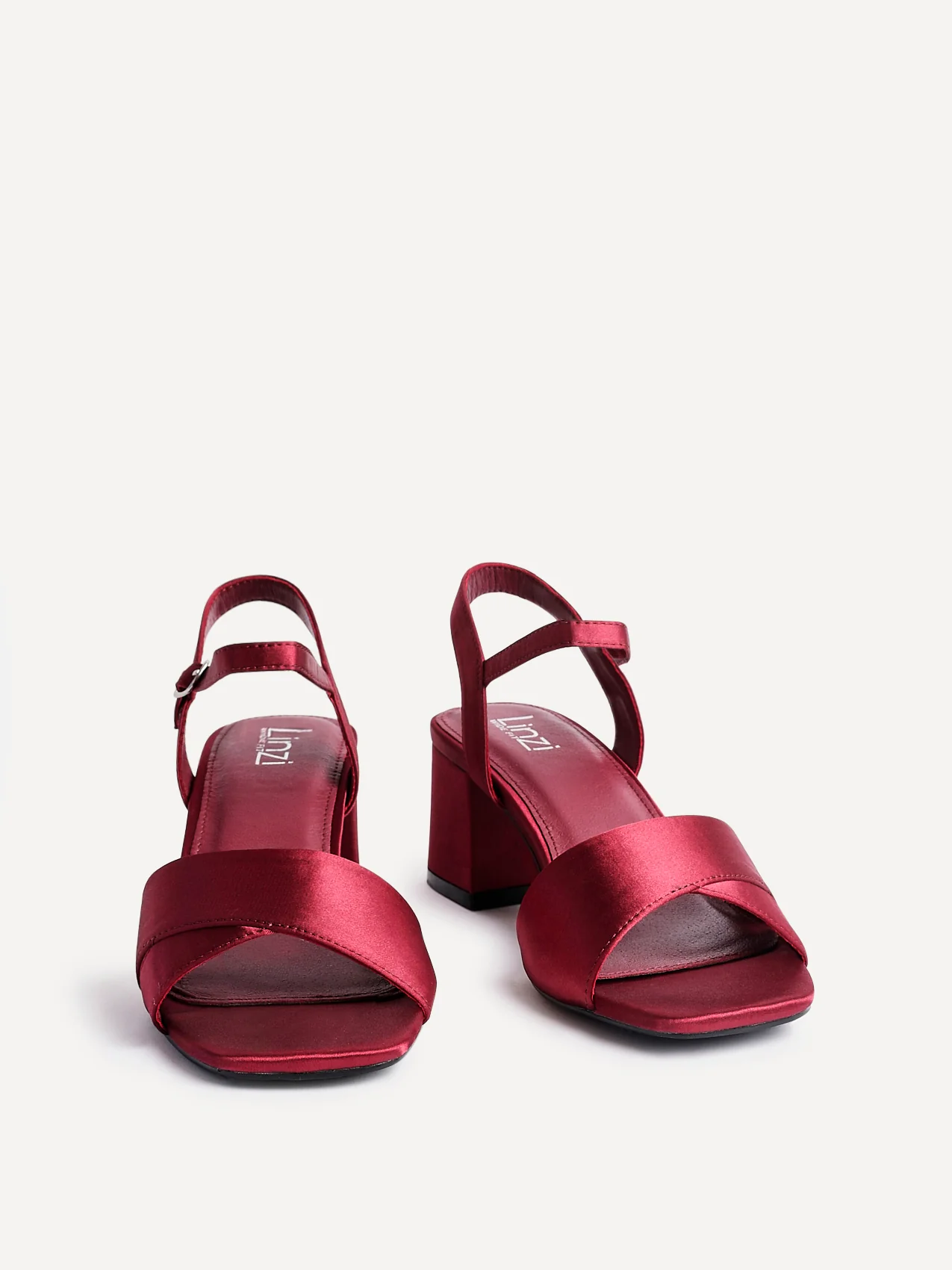 Vivian Wide Fit Burgundy Block Heel Sandals - Image 3