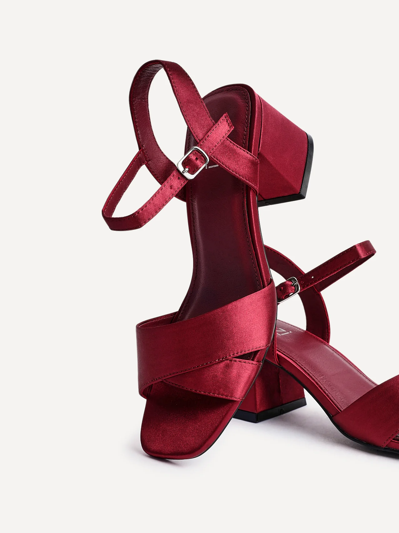 Vivian Wide Fit Burgundy Block Heel Sandals - Image 5