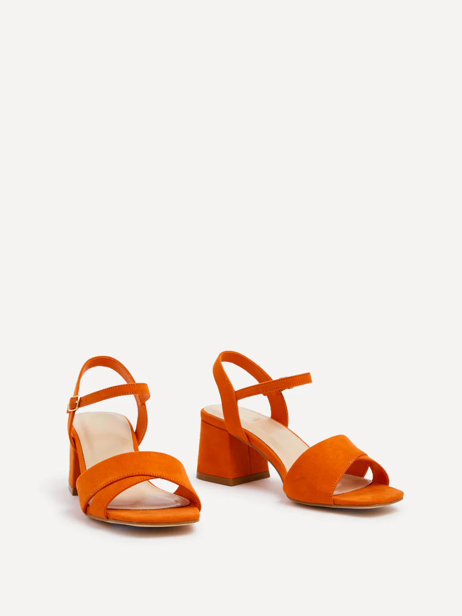 Vivian Wide Fit Orange Block Heel Sandals - Image 2