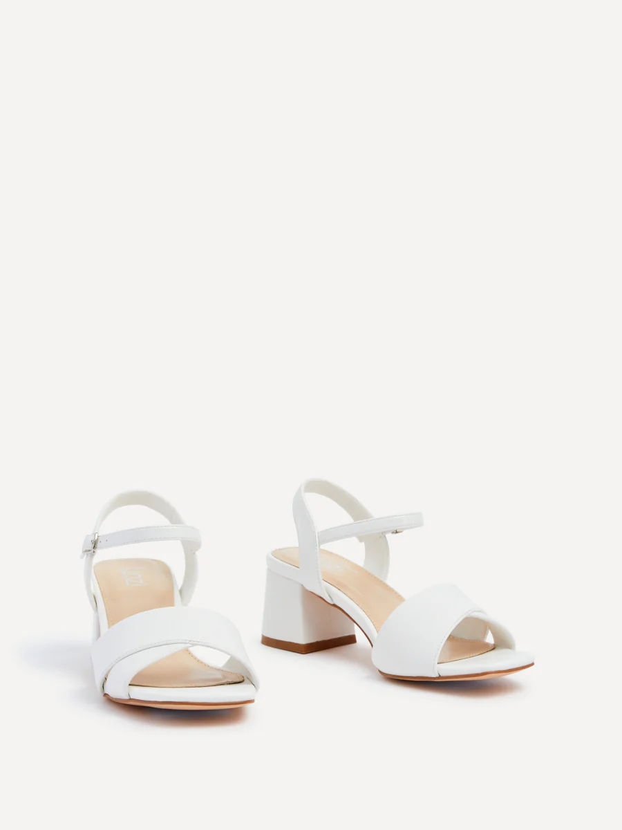 Vivian Wide Fit White Block Heel Sandals - Image 2