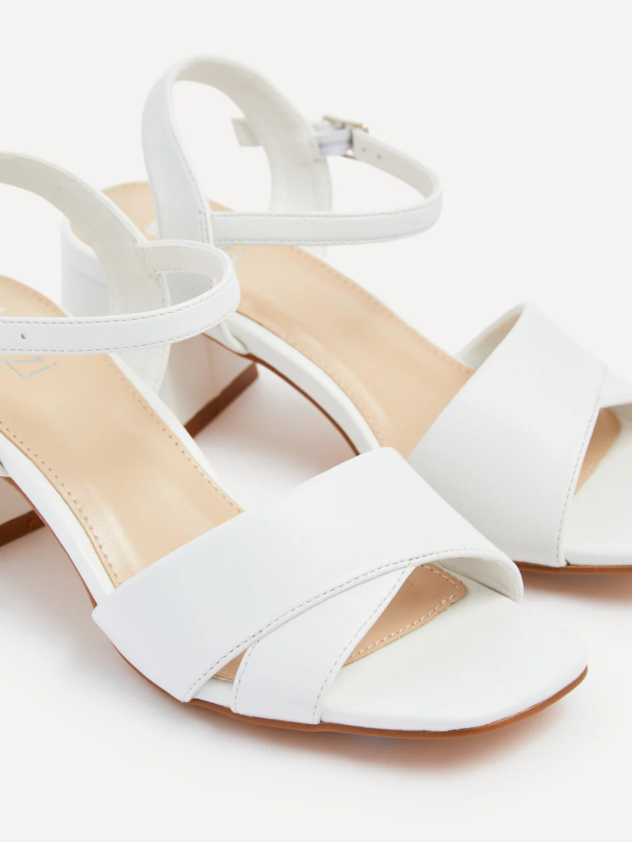 Vivian Wide Fit White Block Heel Sandals - Image 3