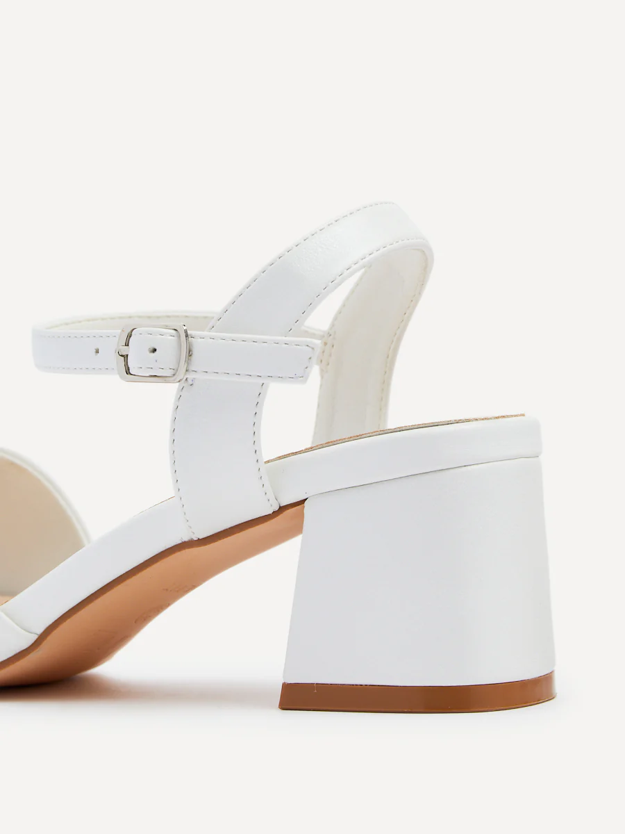 Vivian Wide Fit White Block Heel Sandals - Image 4
