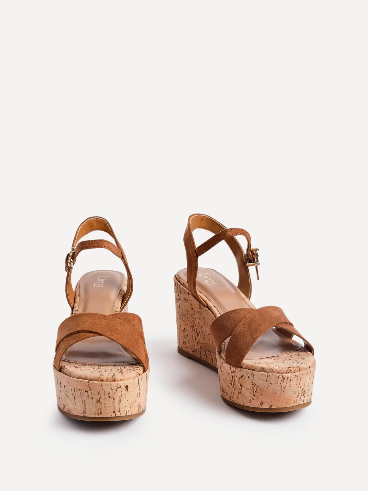 Vivid Tan Faux Suede Cork Wedges - Image 2