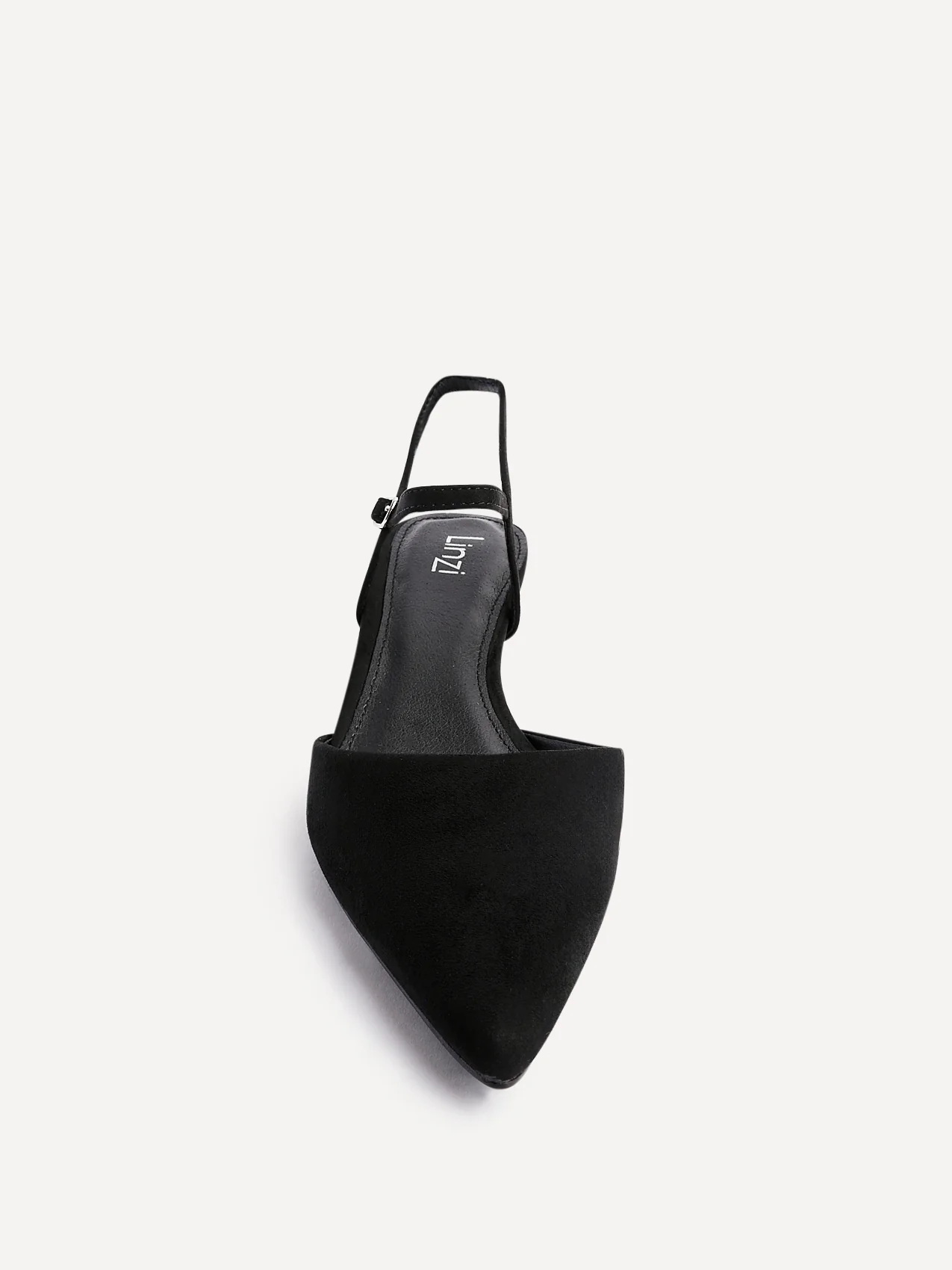 Vogue Black Faux Suede Kitten Court Heels - Image 4