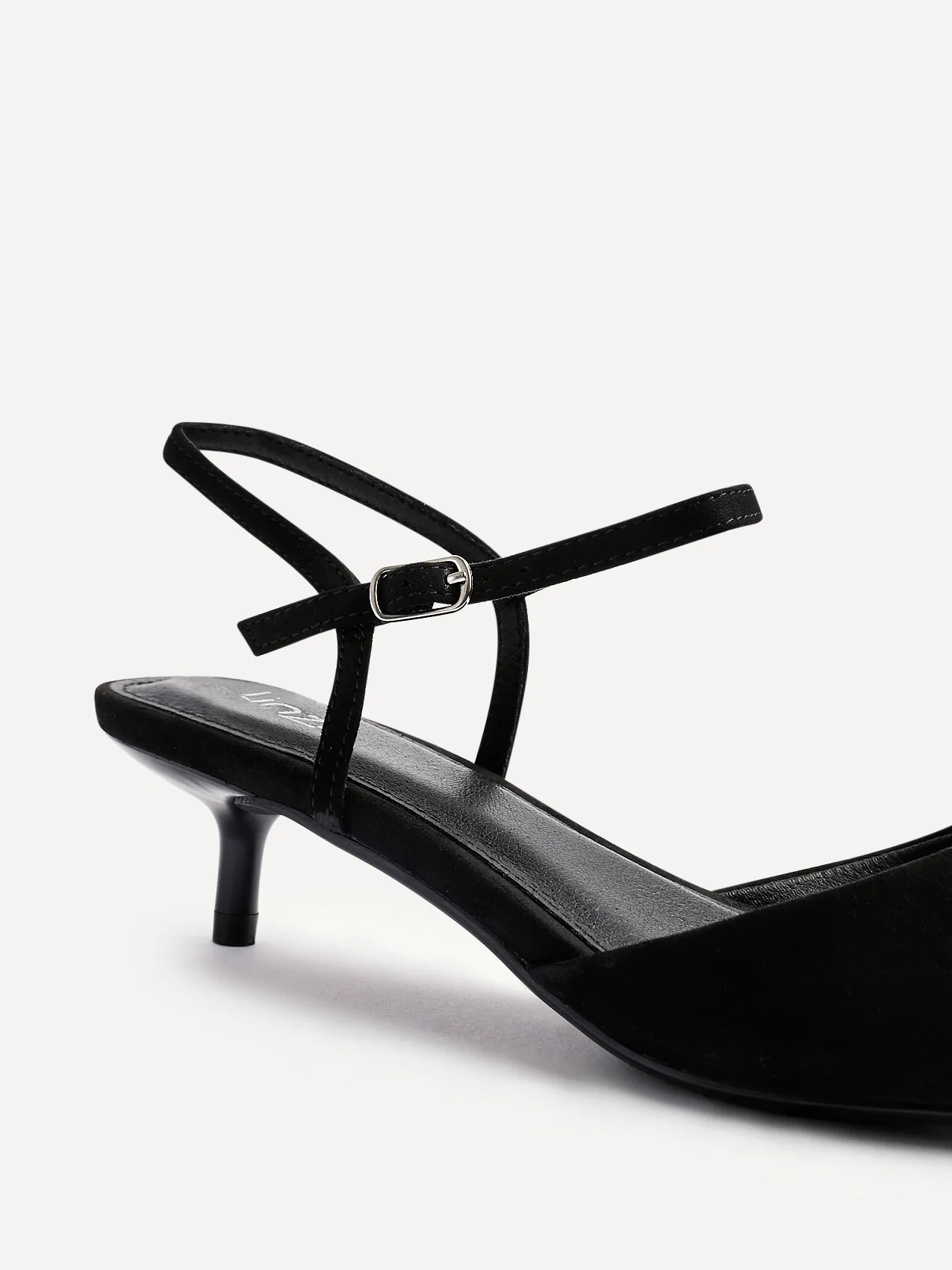 Vogue Black Faux Suede Kitten Court Heels - Image 5