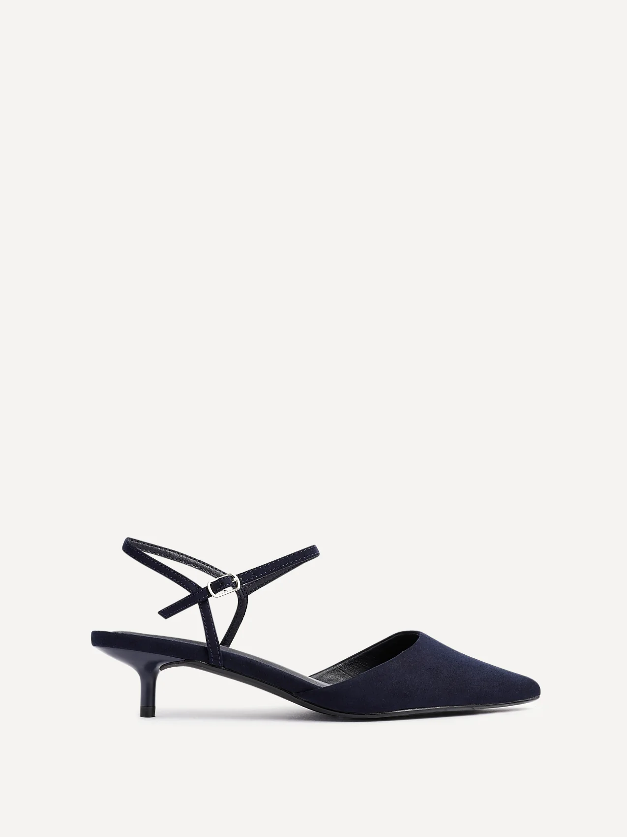 Vogue Navy Faux Suede Kitten Court Heels - Image 2