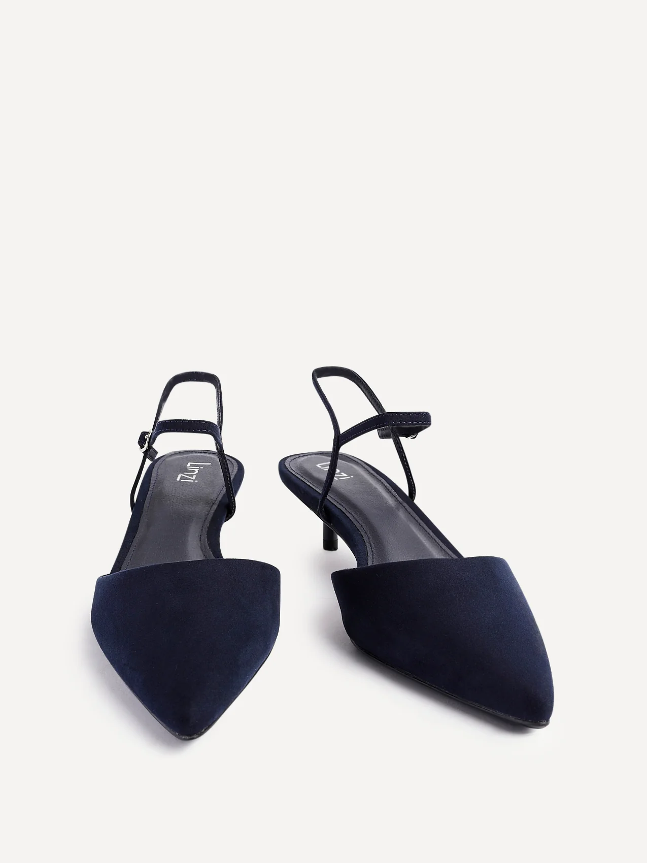 Vogue Navy Faux Suede Kitten Court Heels - Image 3