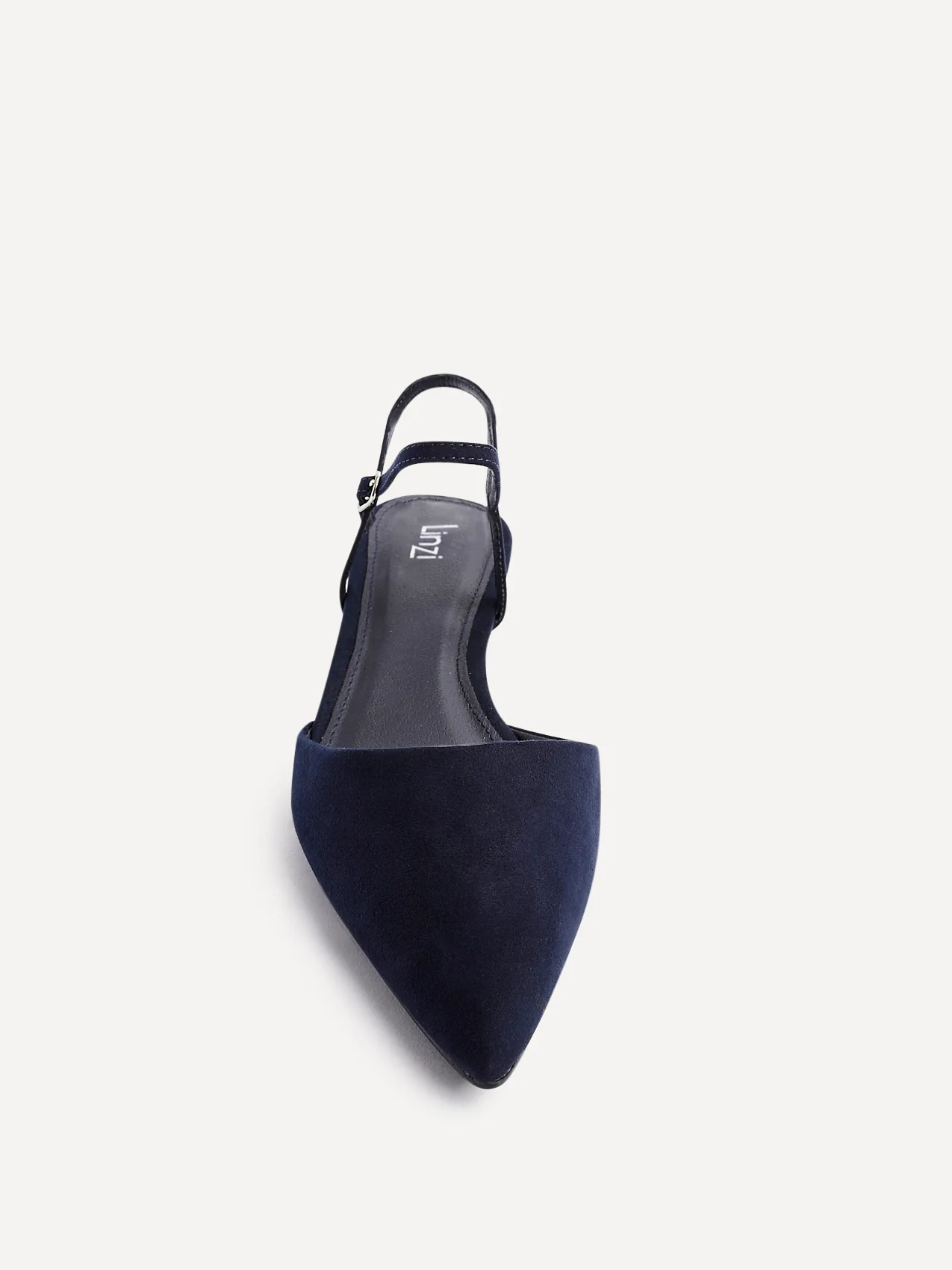 Vogue Navy Faux Suede Kitten Court Heels - Image 4