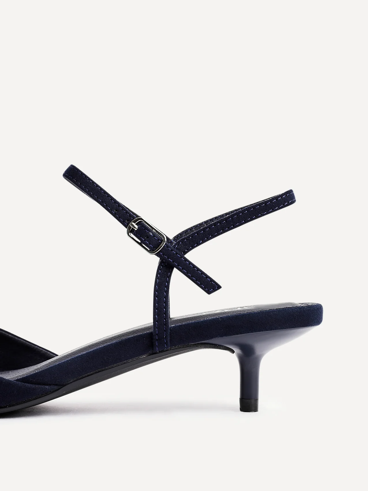 Vogue Navy Faux Suede Kitten Court Heels - Image 5