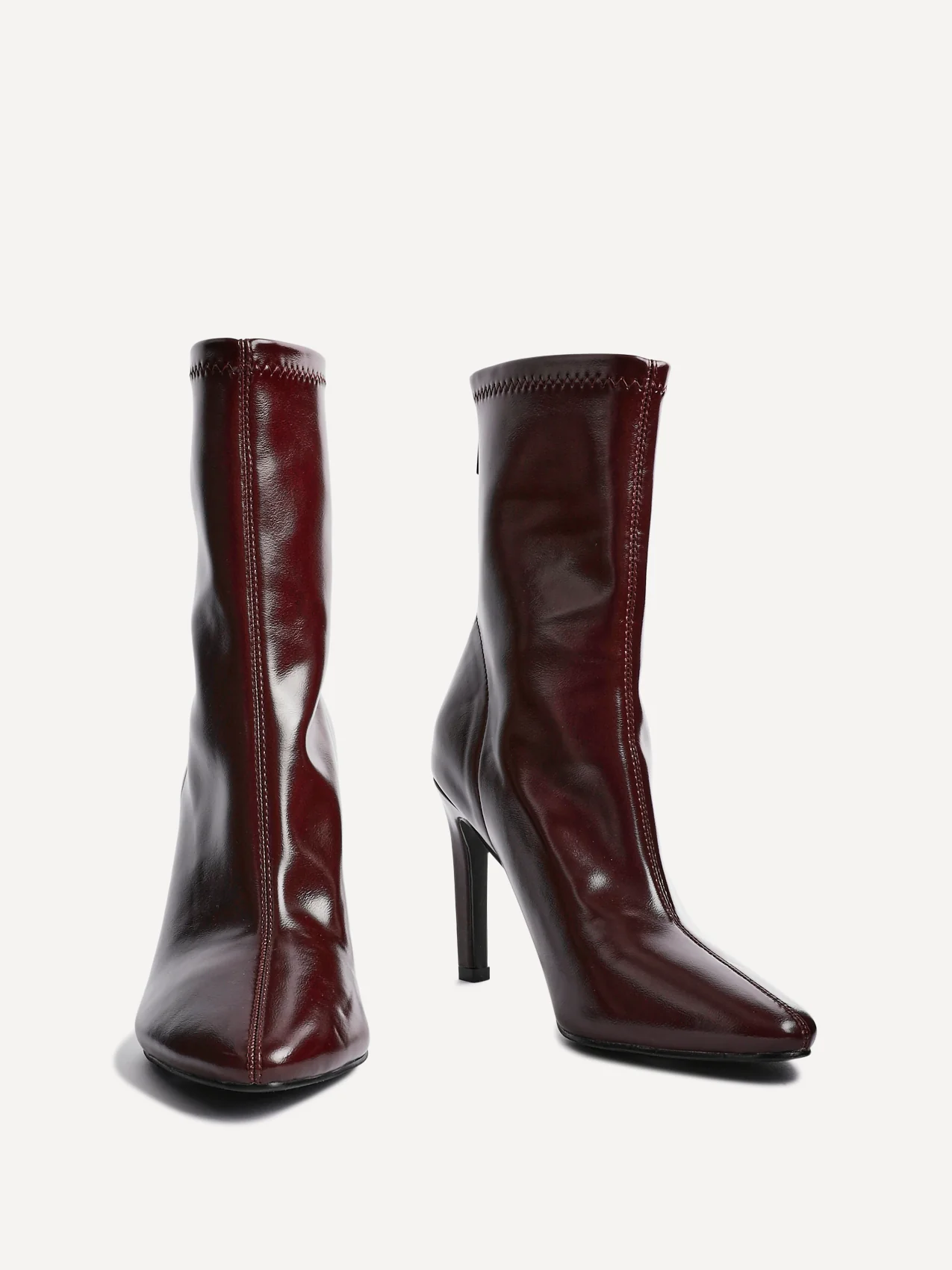 West Burgundy Pointed Heeled Ankle Boots - Image 3