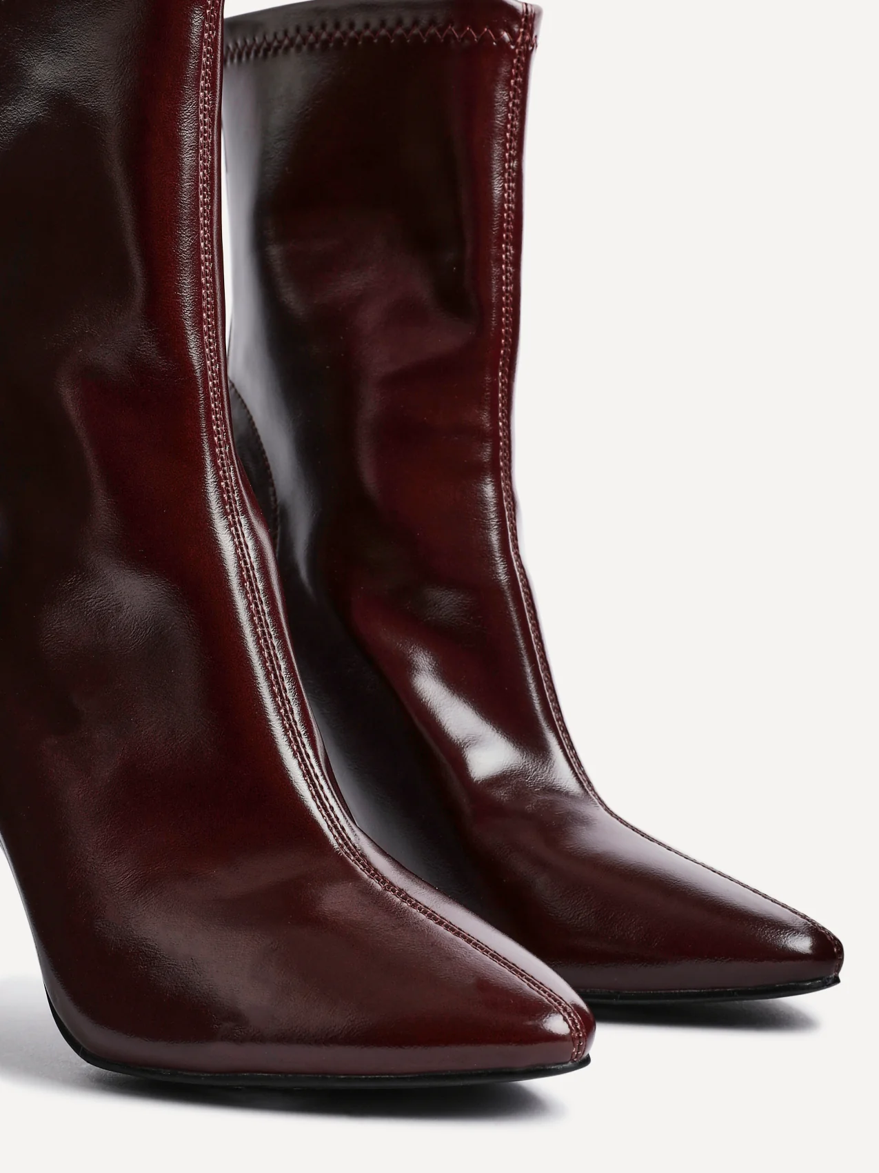 West Burgundy Pointed Heeled Ankle Boots - Image 4