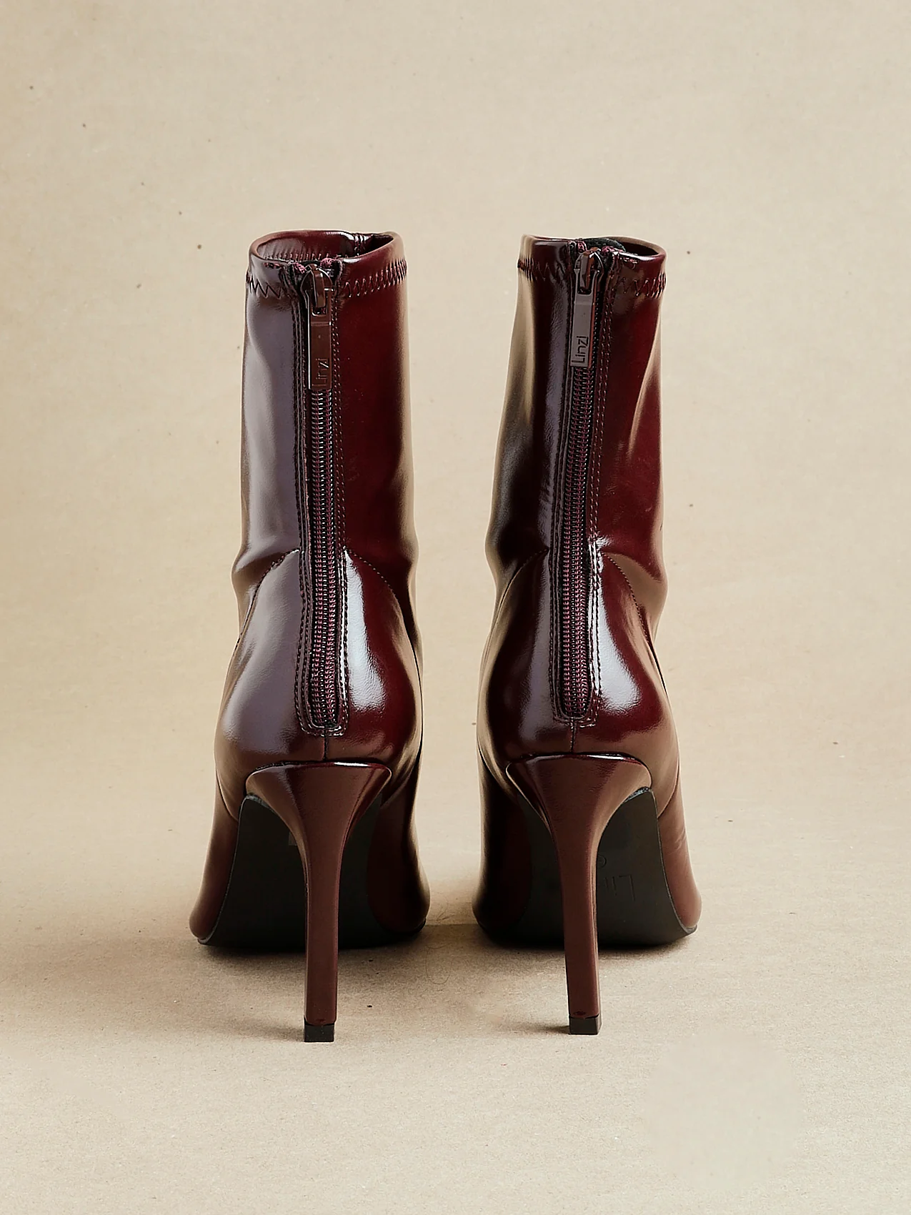 West Burgundy Pointed Heeled Ankle Boots - Image 6