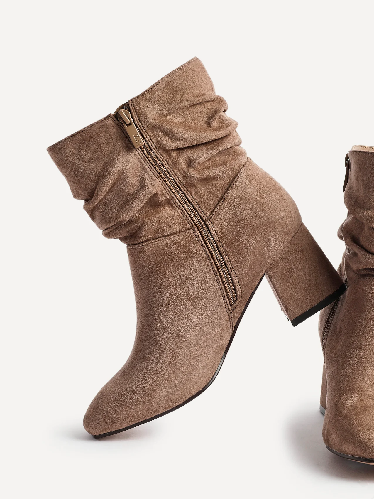 Zayda Wide Fit Mocha Heeled Ankle Boots - Image 4